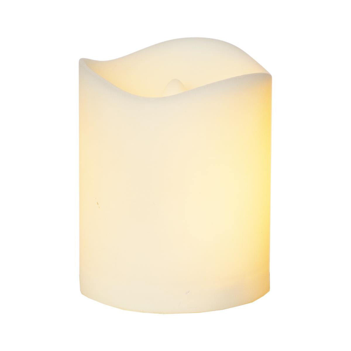 LED Stumpenkerze "Flame" - simuliert brennende Flamme - H: 7cm, D: 5cm - Batteriebetrieb - Timer