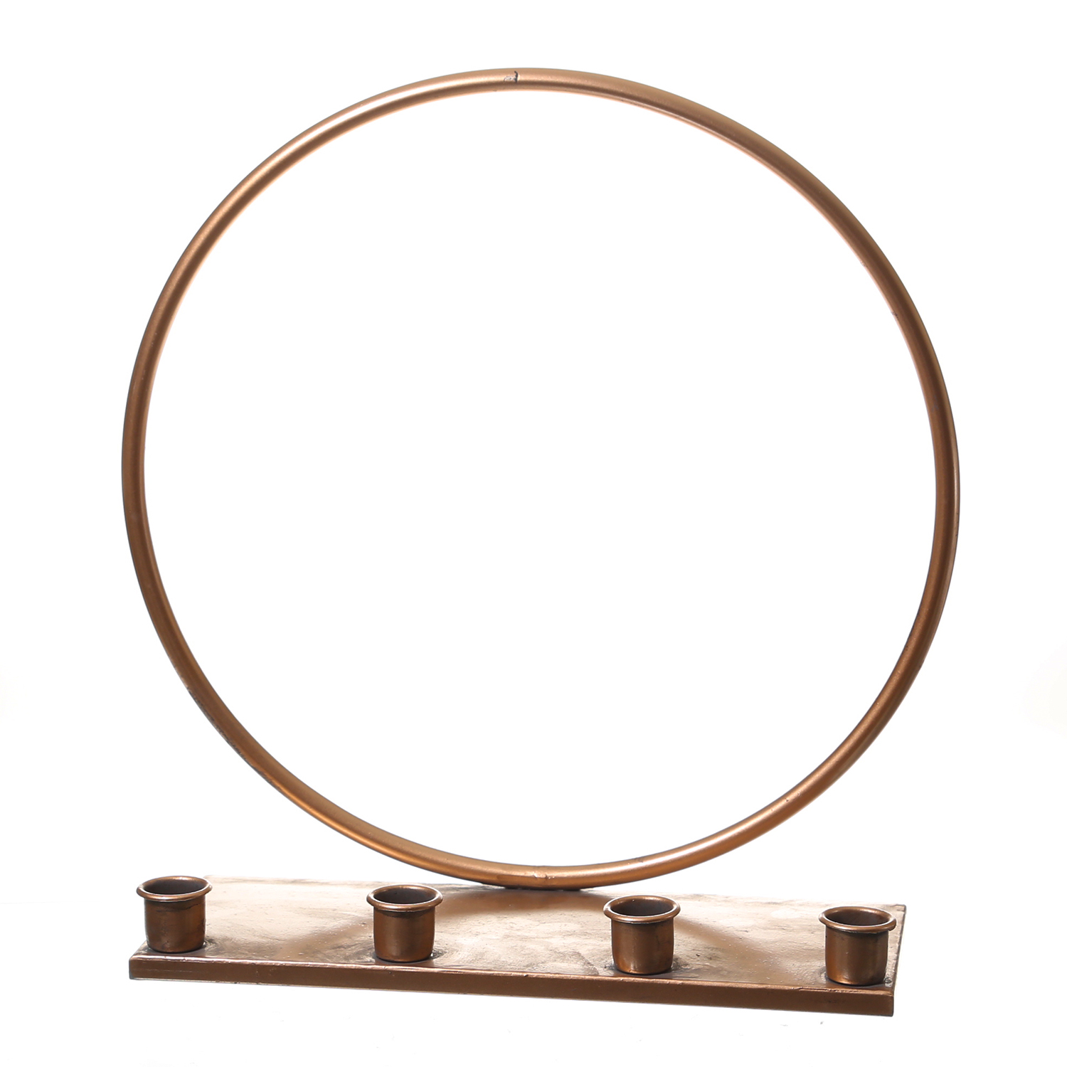 Stabkerzenhalter Ring - Metall - 4 Kerzenhalterungen - rund - H: 34cm - kupferfarben