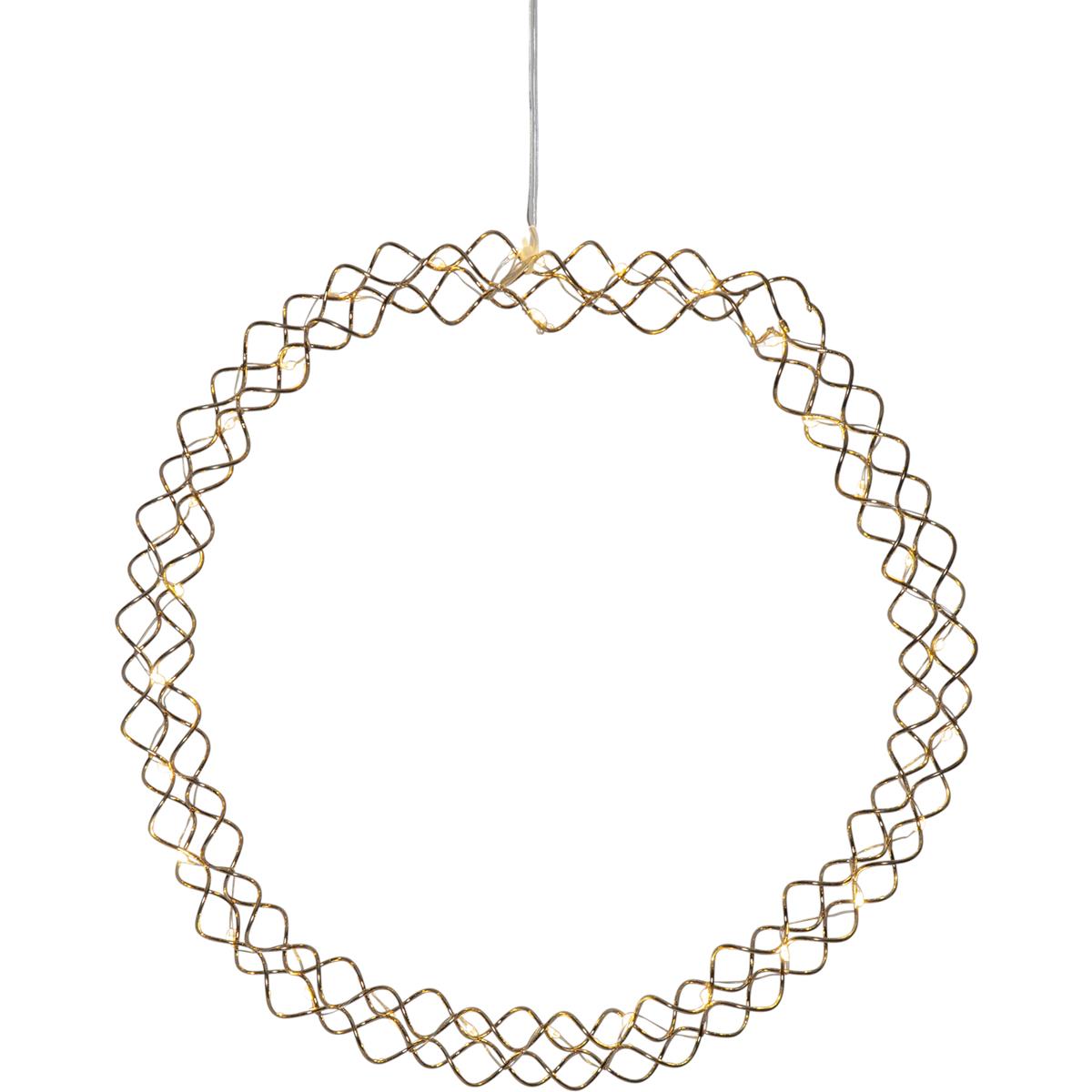 LED Kranz "Hoop" - 30 warmweiße LED - D: 30cm - Material: Metall - Batteriebetrieb - Timer - gold