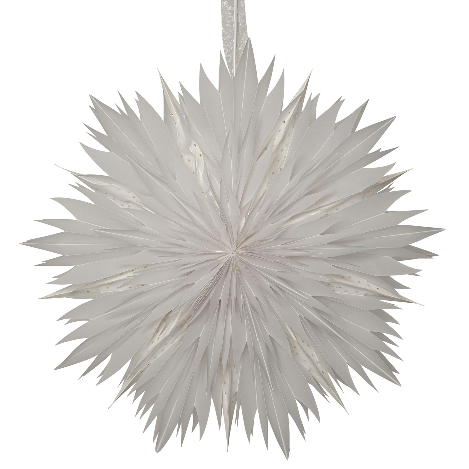 Papierstern EISBLUME - hängend - D: 60cm - mit Band - weiß