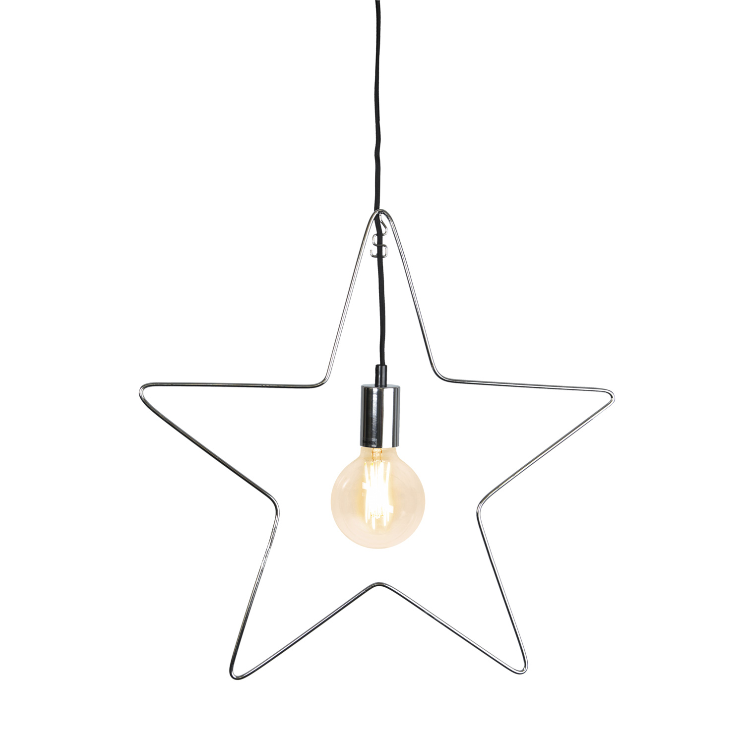 Lampenhalterung Stern - Hängestern - Dekoleuchte - 5-zackig - inkl. E27 Fassung - H: 50cm - silber