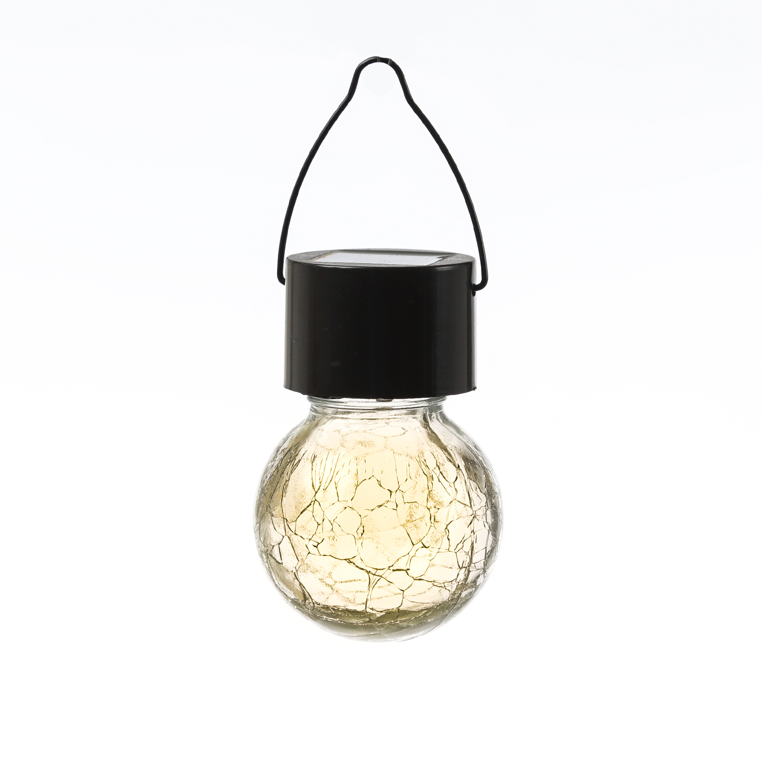 LED Solar Hängeleuchte CRACKLE - Bruchglas-Optik - warmweiße LED - H: 9cm - Sensor - 4 Stück