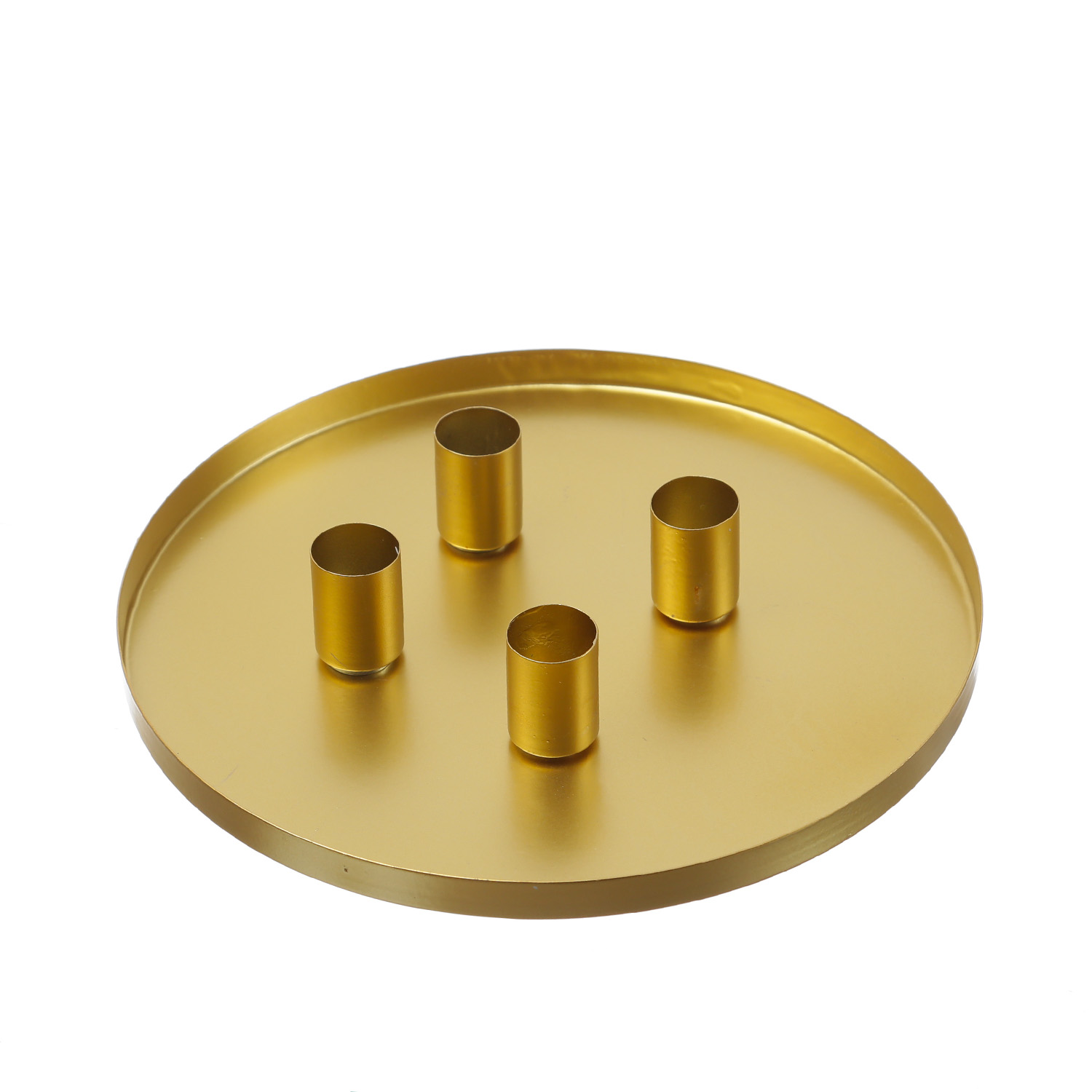 Stabkerzenhalter magnetisch - Kerzenständer für 4 Stabkerzen - Kerzentablett - D: 25cm - gold