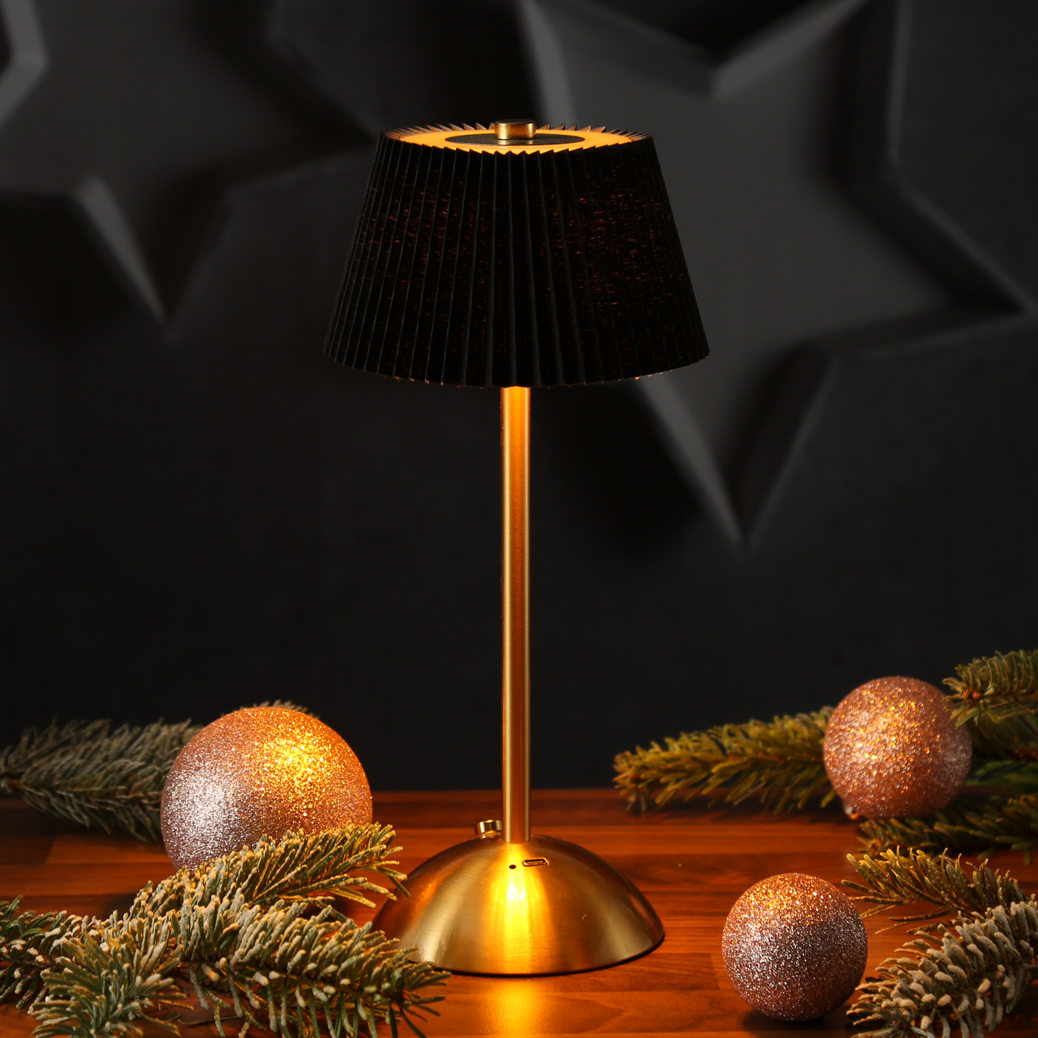 LED Tischlampe GENUA - wiederaufladbar per USB - 3 Lichtfarben - dimmbar - H:30,5cm - schwarz