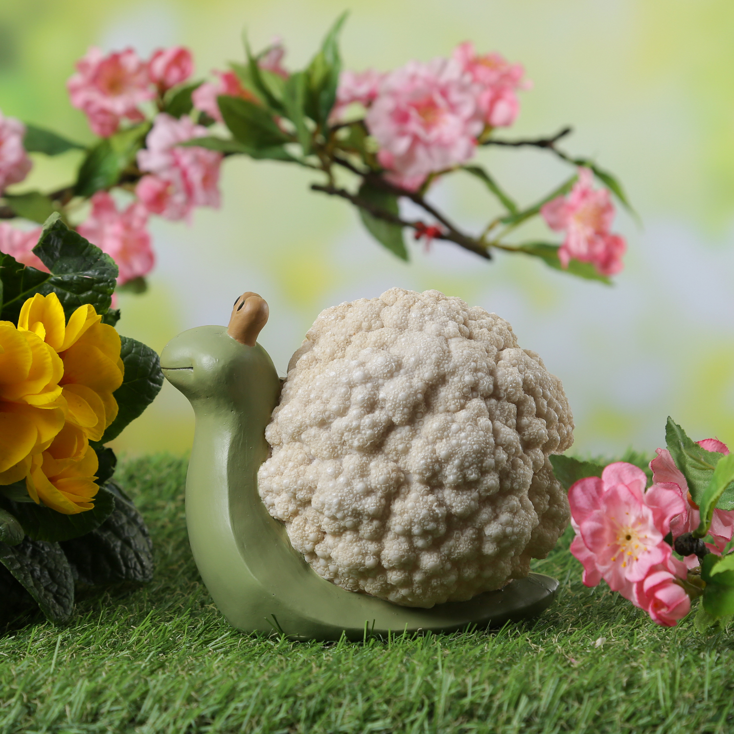 Schnecke BLUMENKOHL - Gartenfigur - Dekofigur - Polyresin - H: 11cm - für Außen