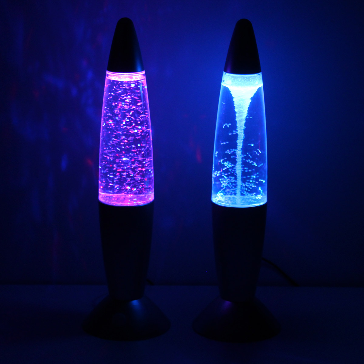 ROCKET LAMP - Lavampe - Glitzer RGB - Touchsensor - H: 36cm - wirbelnde Glitzerstückchen - silber