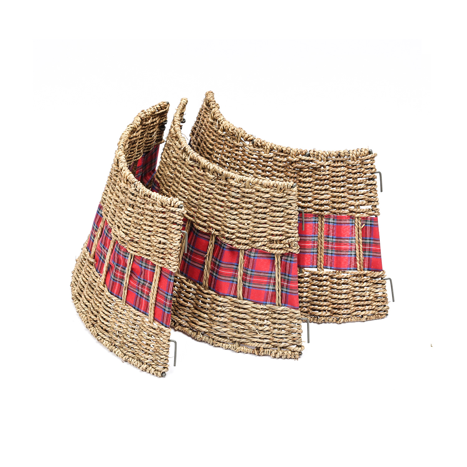Weihnachtsbaumring - Korb aus Seegras - Verkleidung für Baumständer - D: 57cm - rund - natur, rot