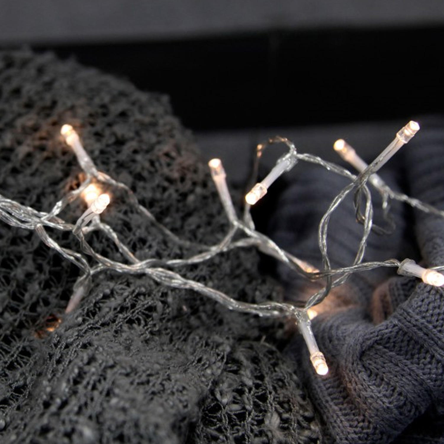 LED Lichterkette - 20 Hellweiße LED - L: 3m - Batterie  - Indoor - transparentes Kabel