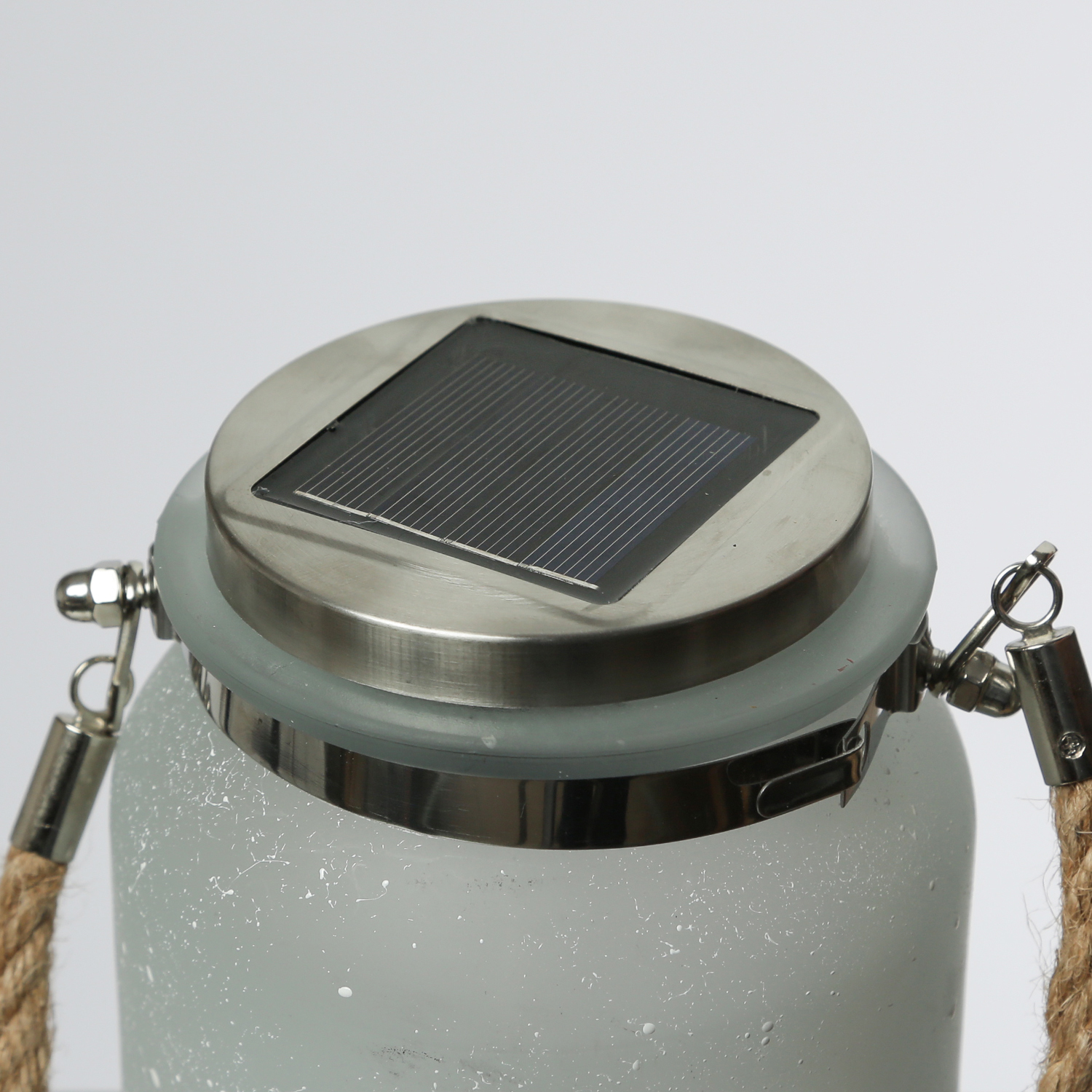 LED Solarglas Schmetterlingsfee - Windlicht mit Juteseil - 30 warmweiße LED - Lichtsensor - H: 16cm