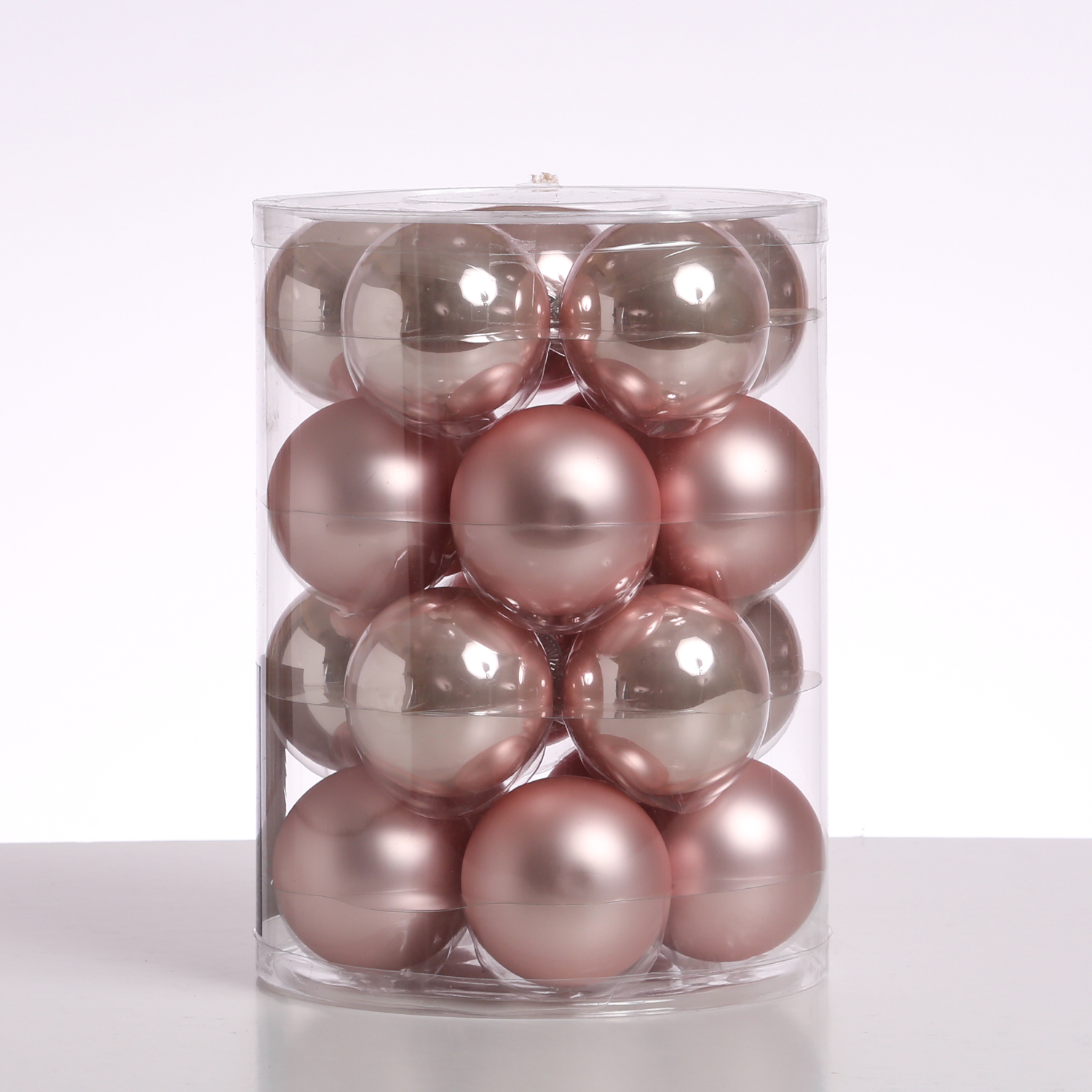 B-Ware Christbaumkugel - Weihnachtsbaumkugel - Glas - D: 6cm - glänzend und matt - puderrosa - 20er Set