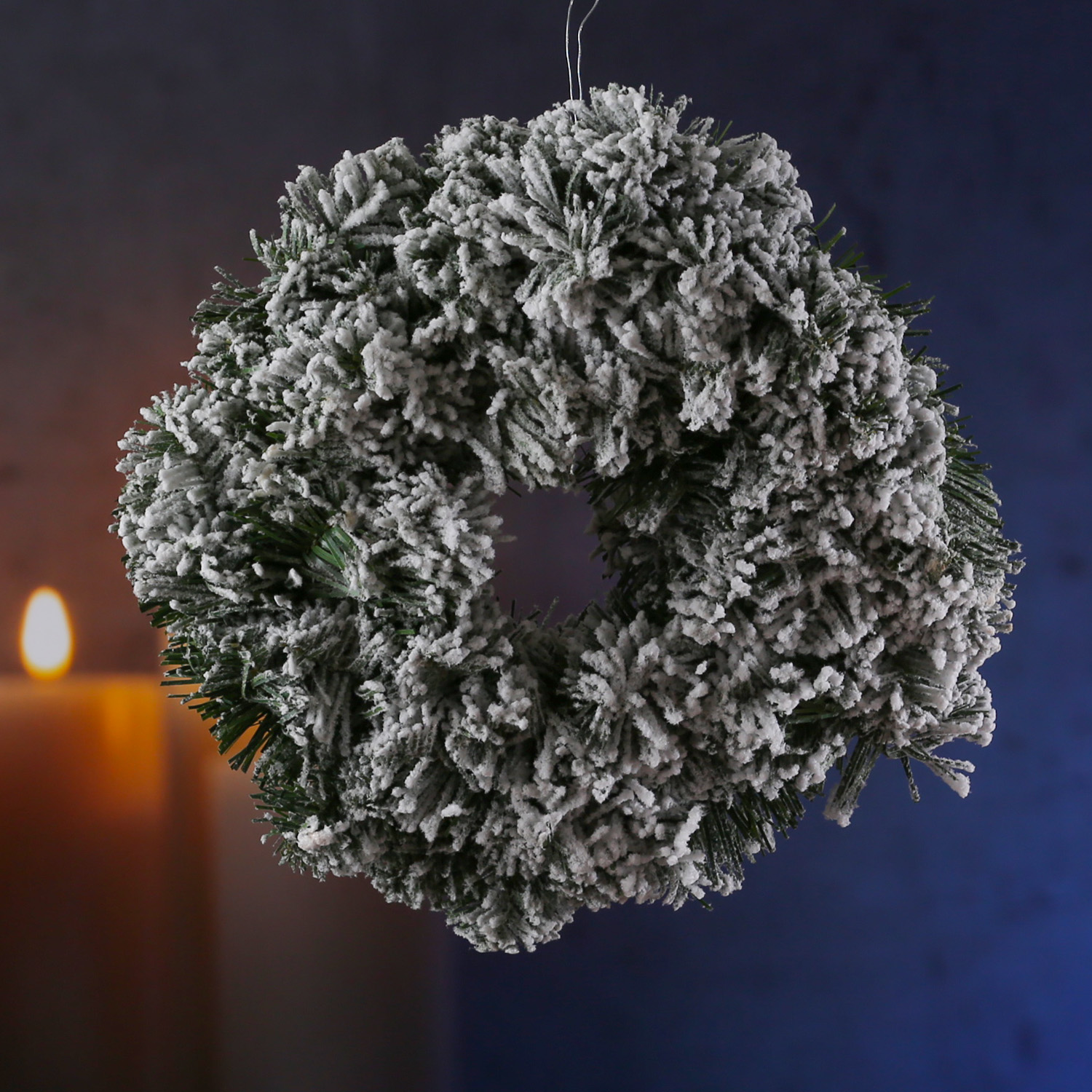 Tannenkranz - Kunststoff - Schneeoptik - D: 28,5cm - Innen - grün, weiß