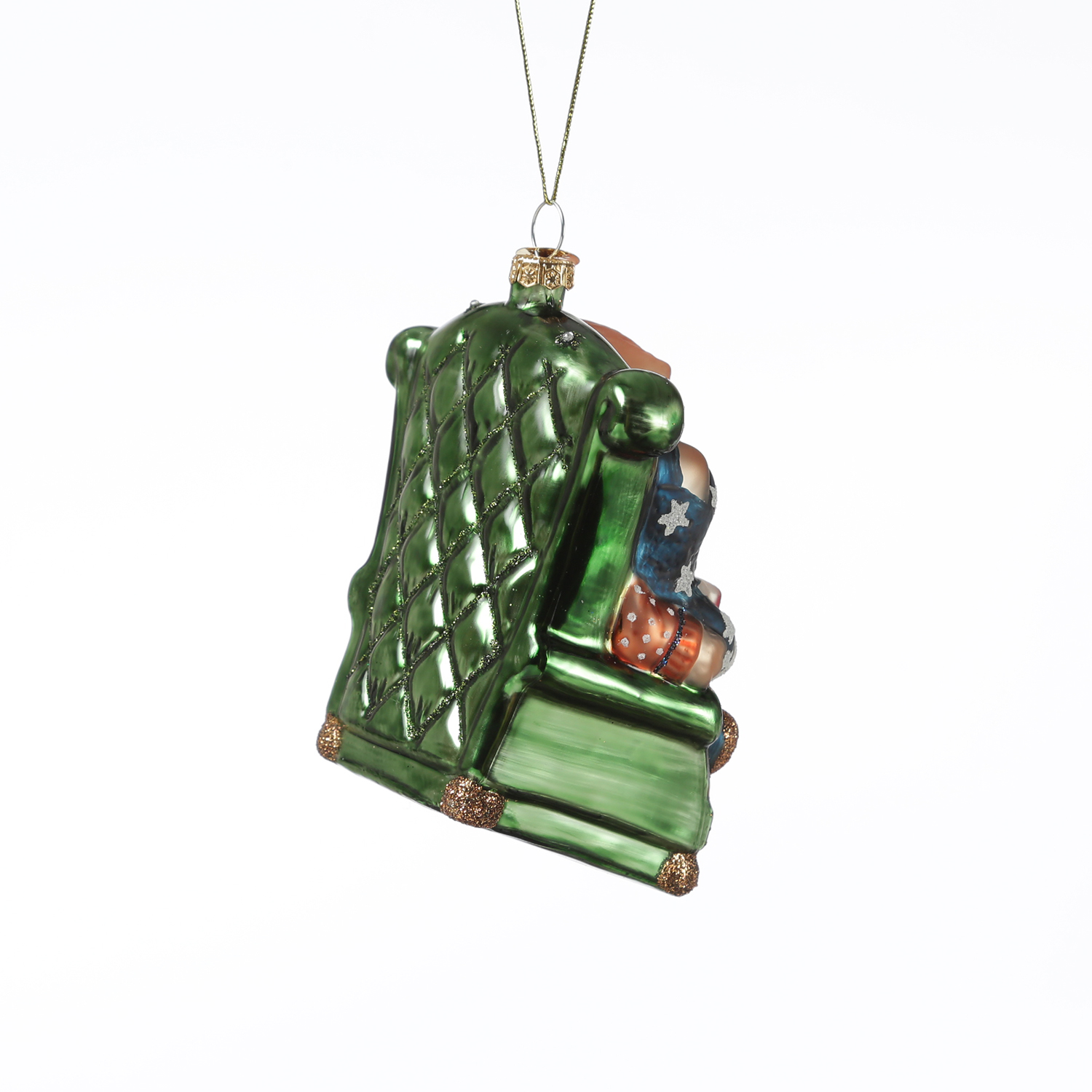 Weihnachtsbaumschmuck Teddybär im Lesesessel - Christbaumschmuck - Glas - H: 10cm