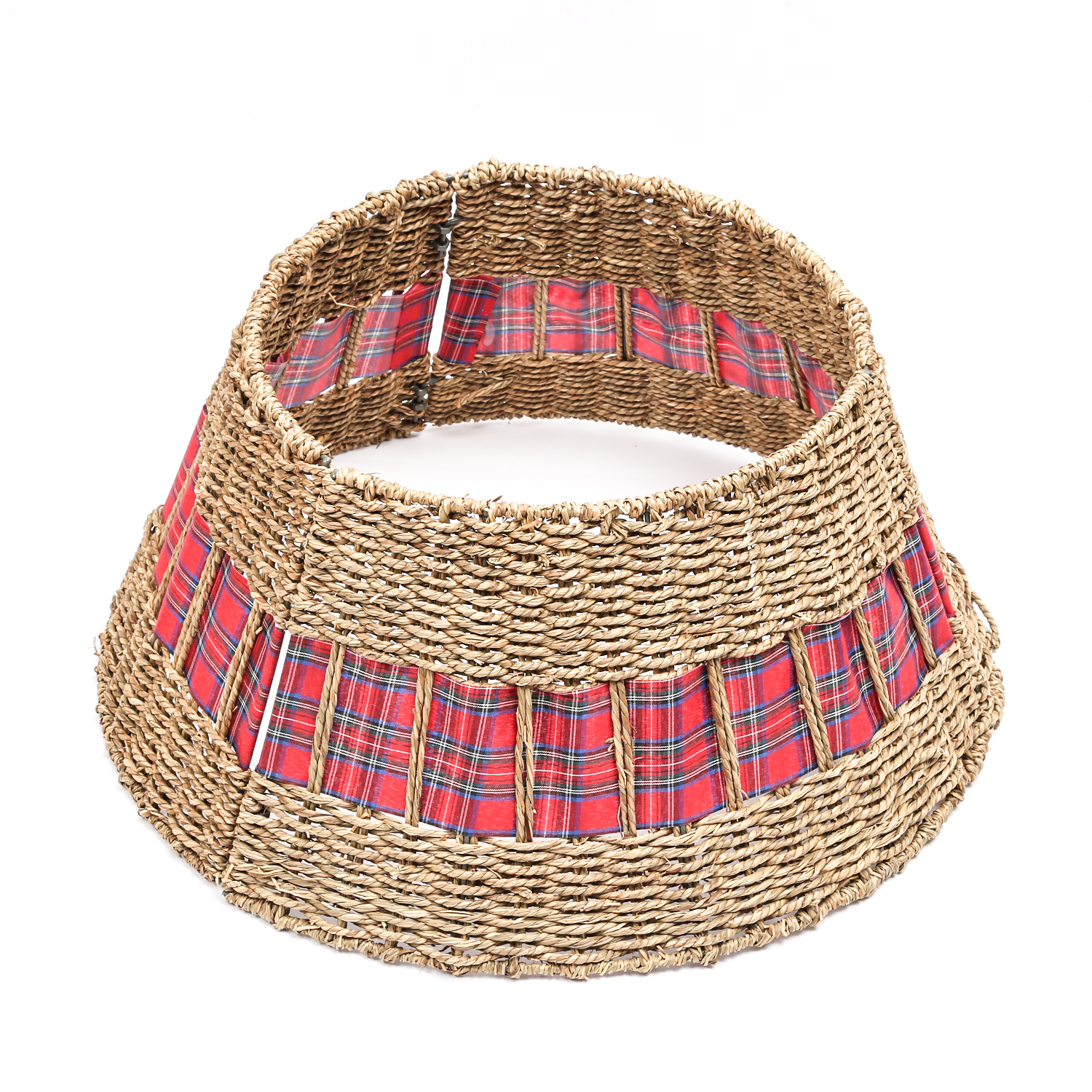 Weihnachtsbaumring - Korb aus Seegras - Verkleidung für Baumständer - D: 70cm - rund - natur, rot