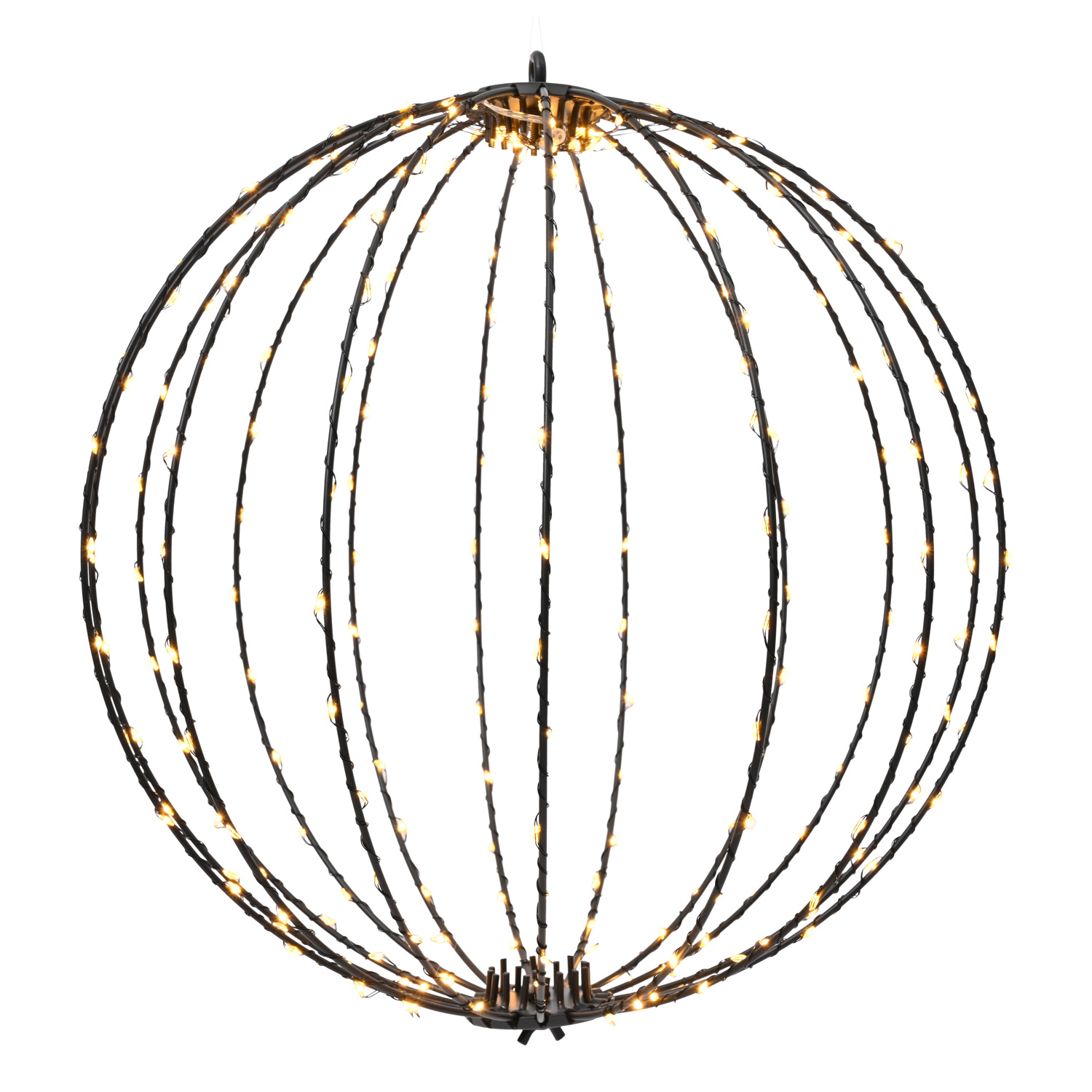 LED Drahtkugel - 3D Leuchtkugel - D: 58cm - 480 bernstein LED - faltbar - 8 Modi/Timer - Innen/Außen