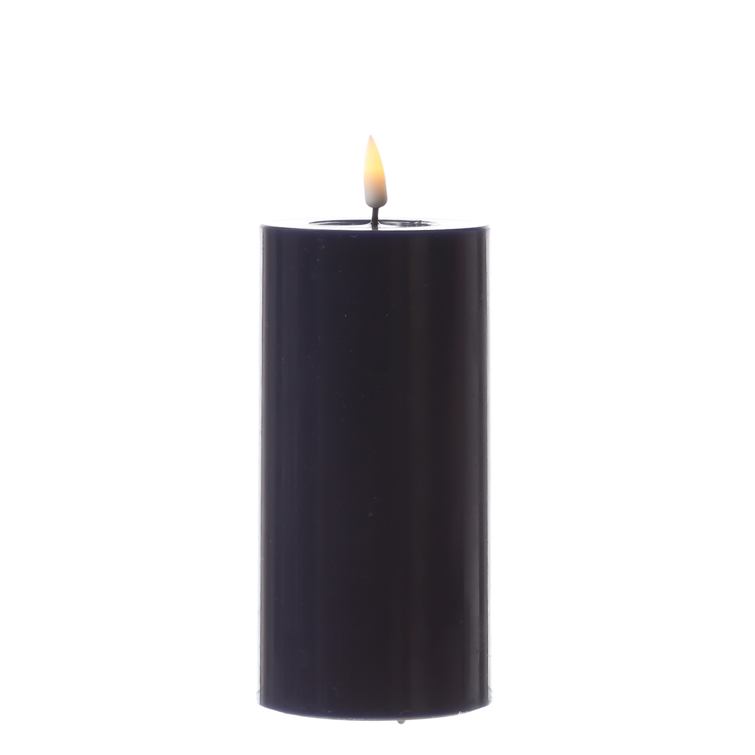 LED Stumpenkerze MIA - Echtwachs - realistische 3D Flamme - H: 15cm - D: 7,5cm - königsblau
