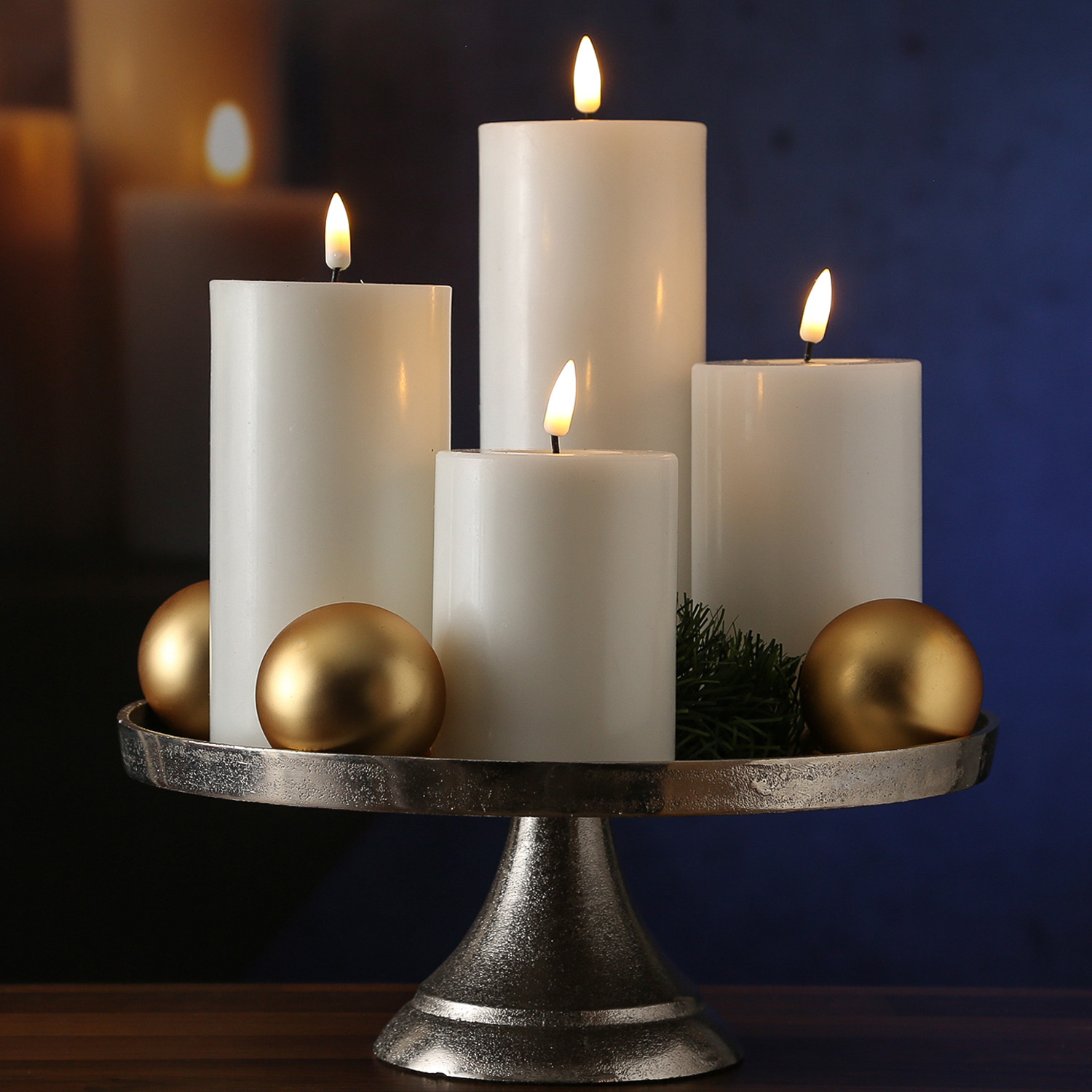 LED Kerzenset MIA - Echtwachs - 4 Größen - inkl. Batterien und Fernbedienung - weiß - 4er Set