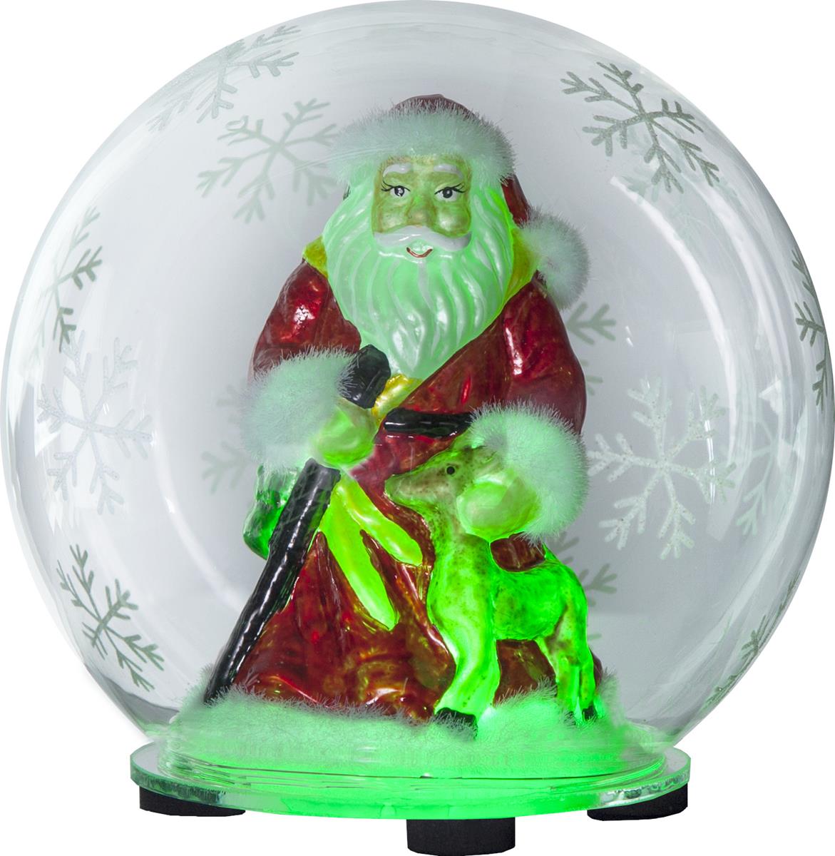 LED Deko Kugel "Bubble" Weihnachtsmann - RGB Farbwechsel - D: 12cm, H: 13,5cm - Batteriebetrieb