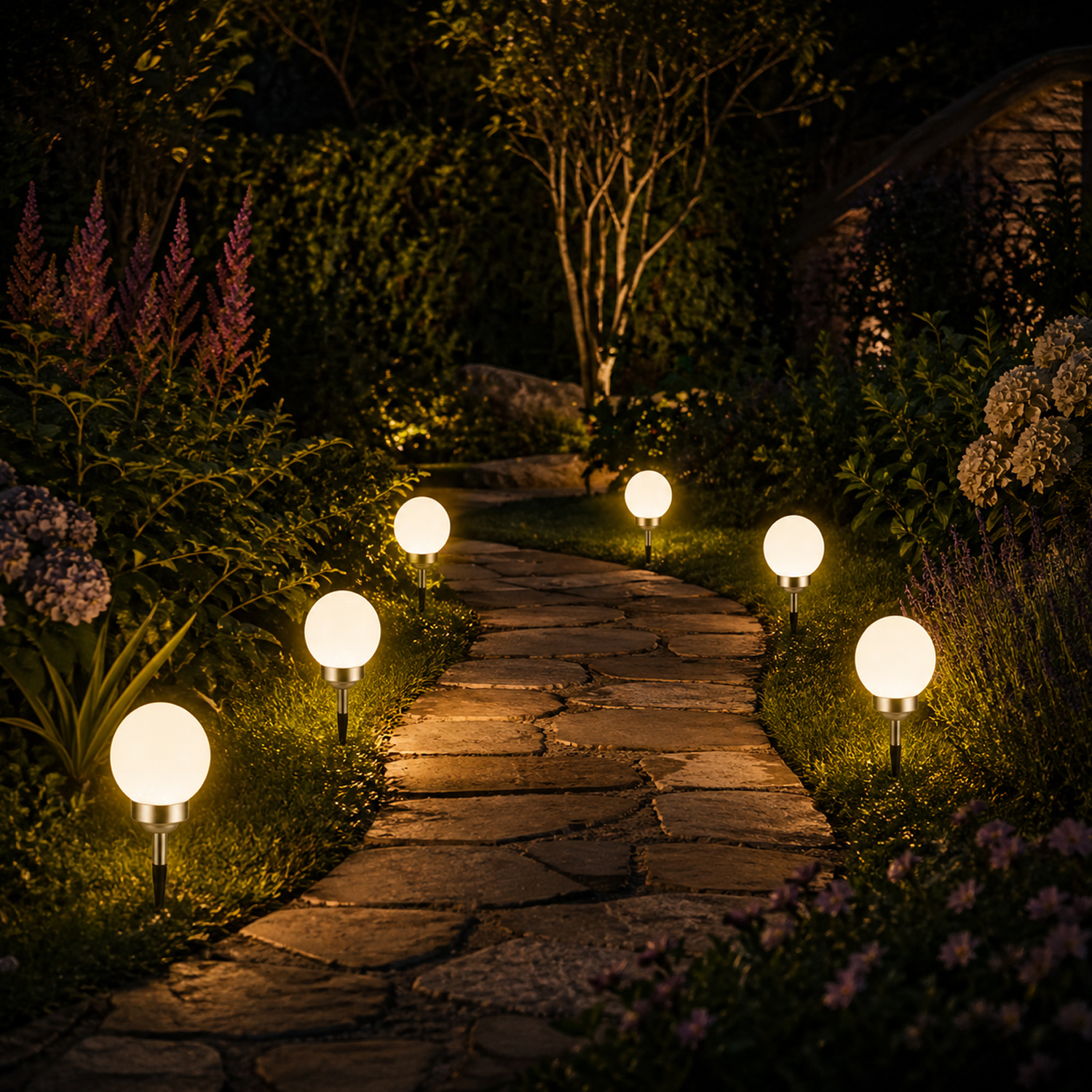 LED Solar Kugellampe - 2in1 - 4 warmweiße LED - D 15cm - inkl. Clip und Erdspieß