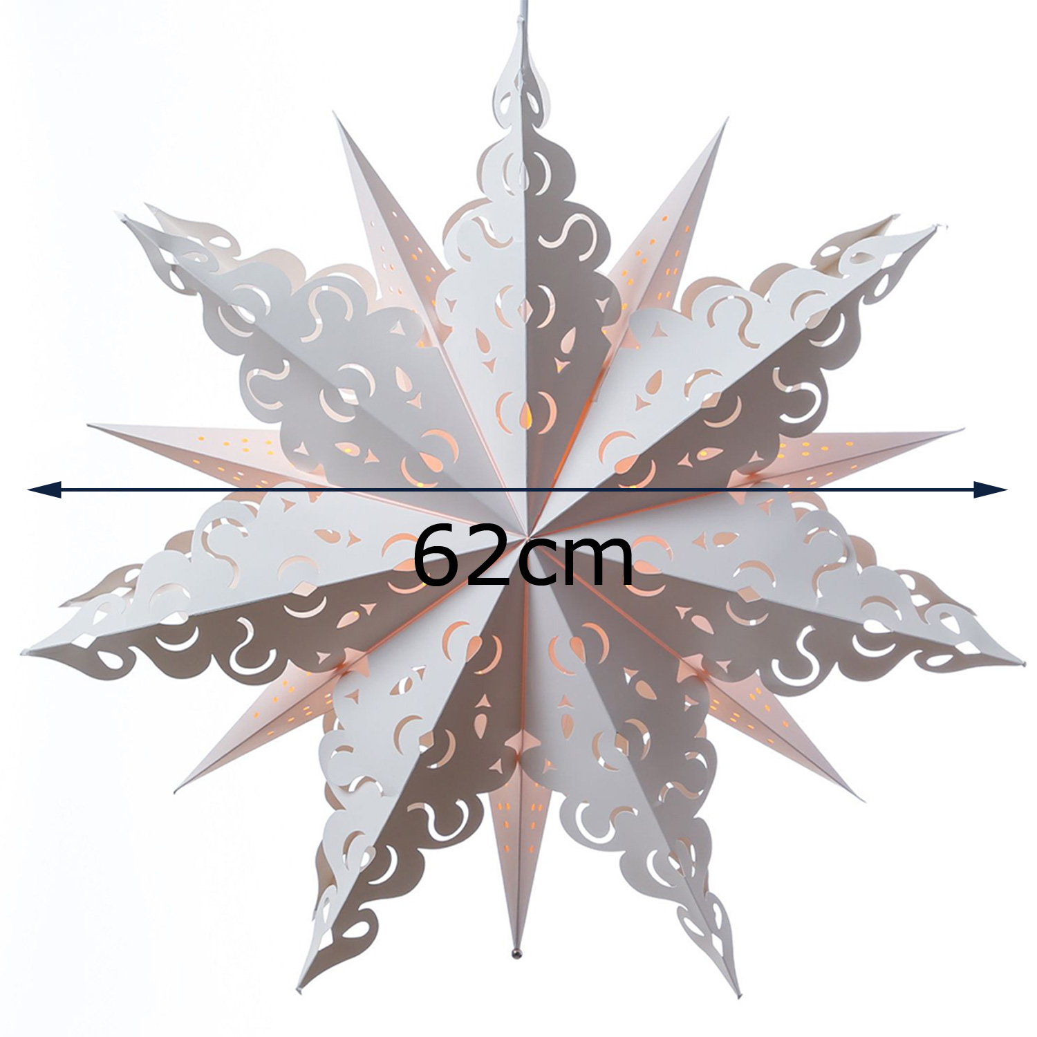 Papierstern CRYSTAL - hängend - D 62cm - inkl. E14 Fassung und Kabel - weiß