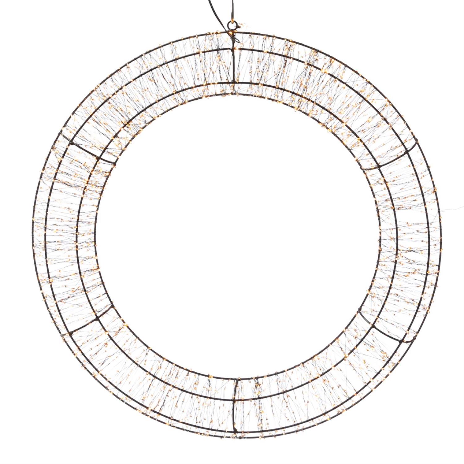 B-Ware XXL LED Kranz abgeflacht - Lichterkranz mit 2200 bernstein LED - D:60cm - 8Modi/Timer - Innen/Außen