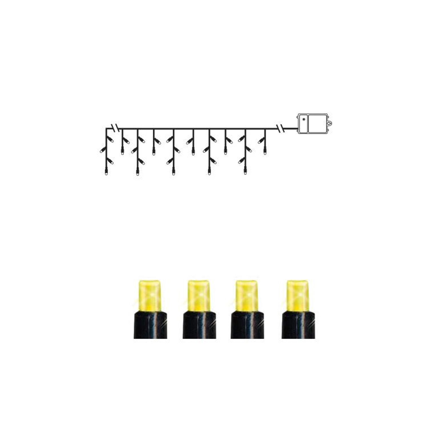 LED-Lichtervorhang - Dura Line Outdoor - Batteriebetrieb - Timer - 2,30 x 0,70m - 120x Warmweiß - Schwarz