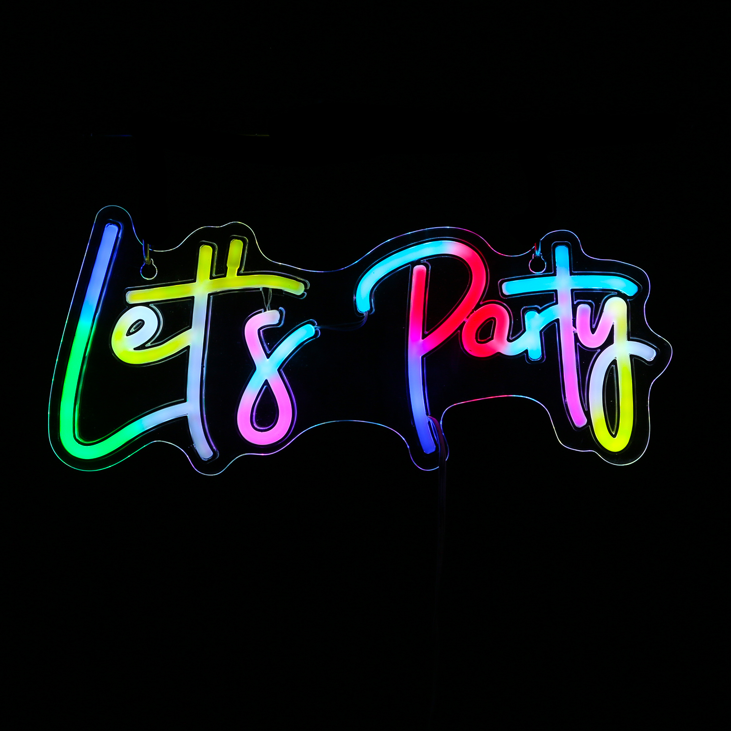 LED NEON Schild Lets Party - Leuchtschriftzug - L: 41cm - mit Fernbedienung - USB