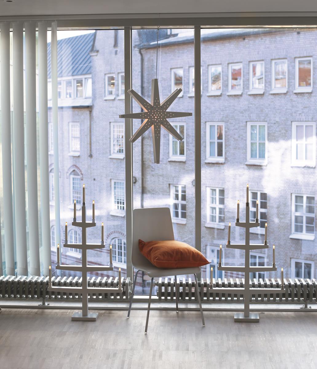 Holzstern "Tall" - hängend - 8-zackig - Ø 60cm, H: 70cm - inkl. Kabel - weiß