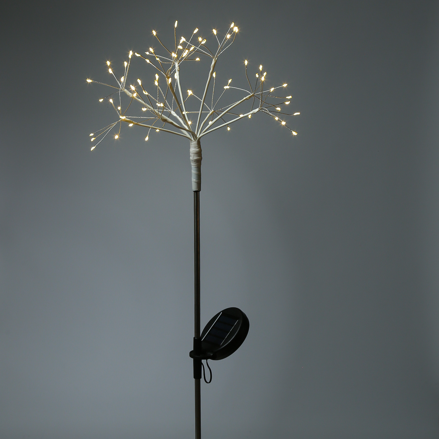 LED Solarstab Feuerwerk - Gartendeko - 80 warmweiße LED - H: 80cm - Lichtsensor - 8 Modi - weiß