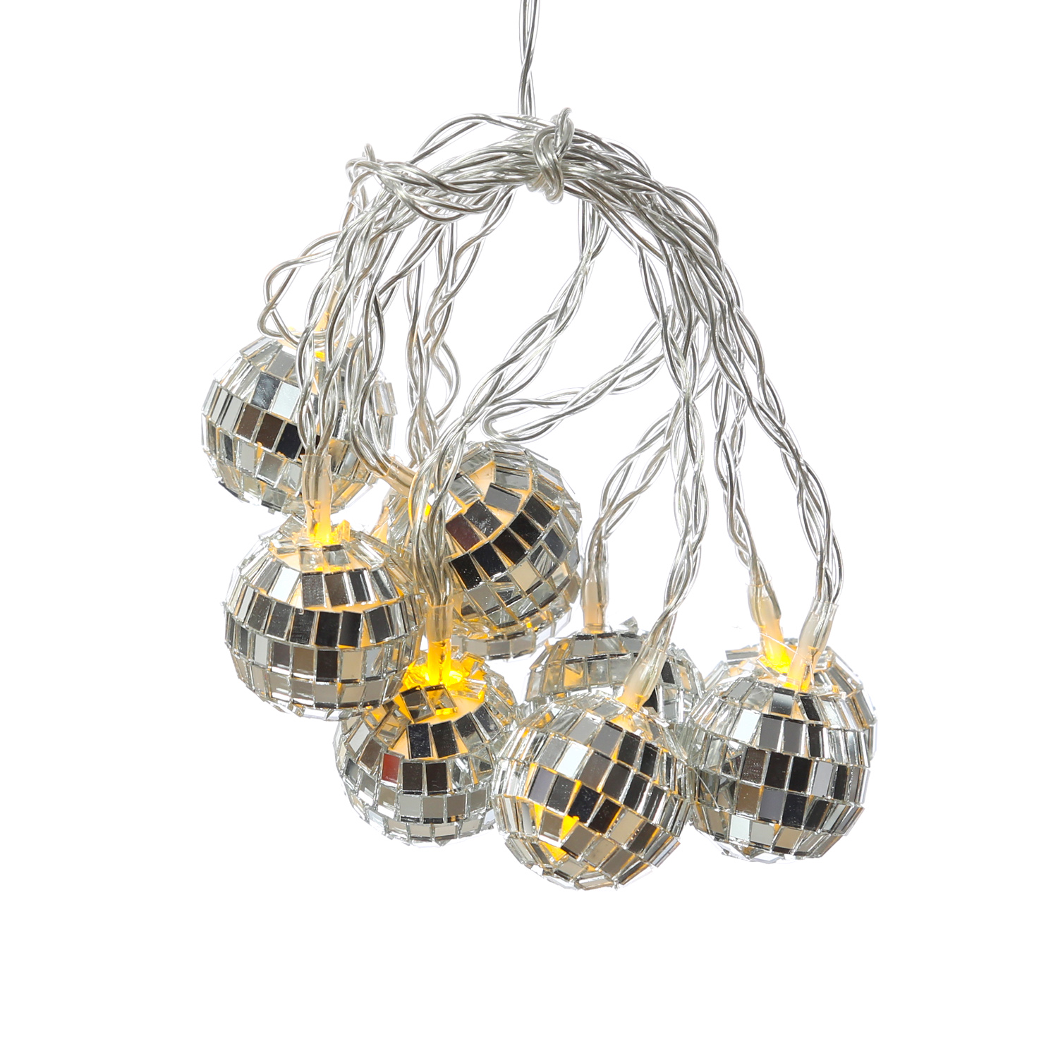 Discokugel Lichterkette - 10 kleine Spiegelkugel für Deine Party - Batteriebetrieb