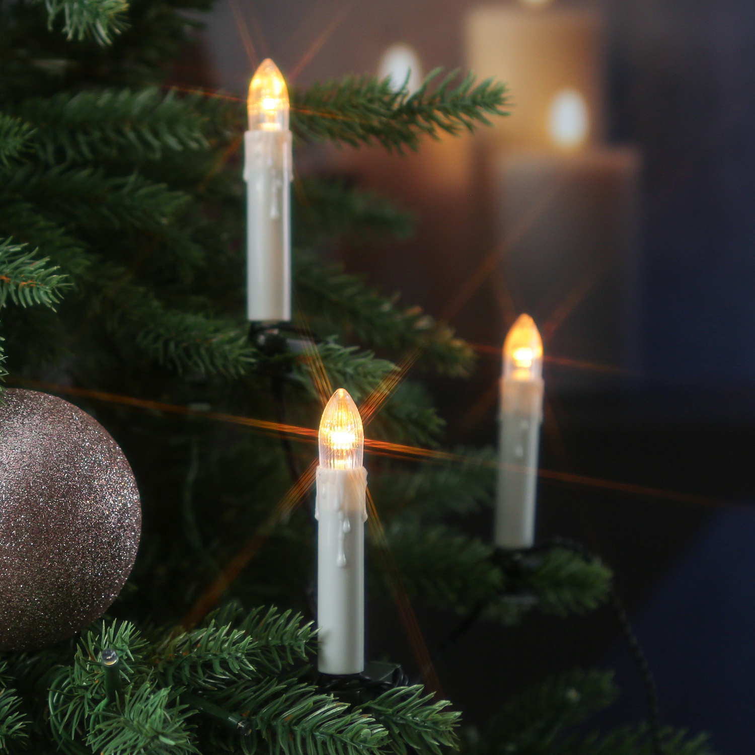 LED Kerzenlichterkette - 20 Christbaumkerzen - Weihnachtsbaumlichterkette - L: 9,5m