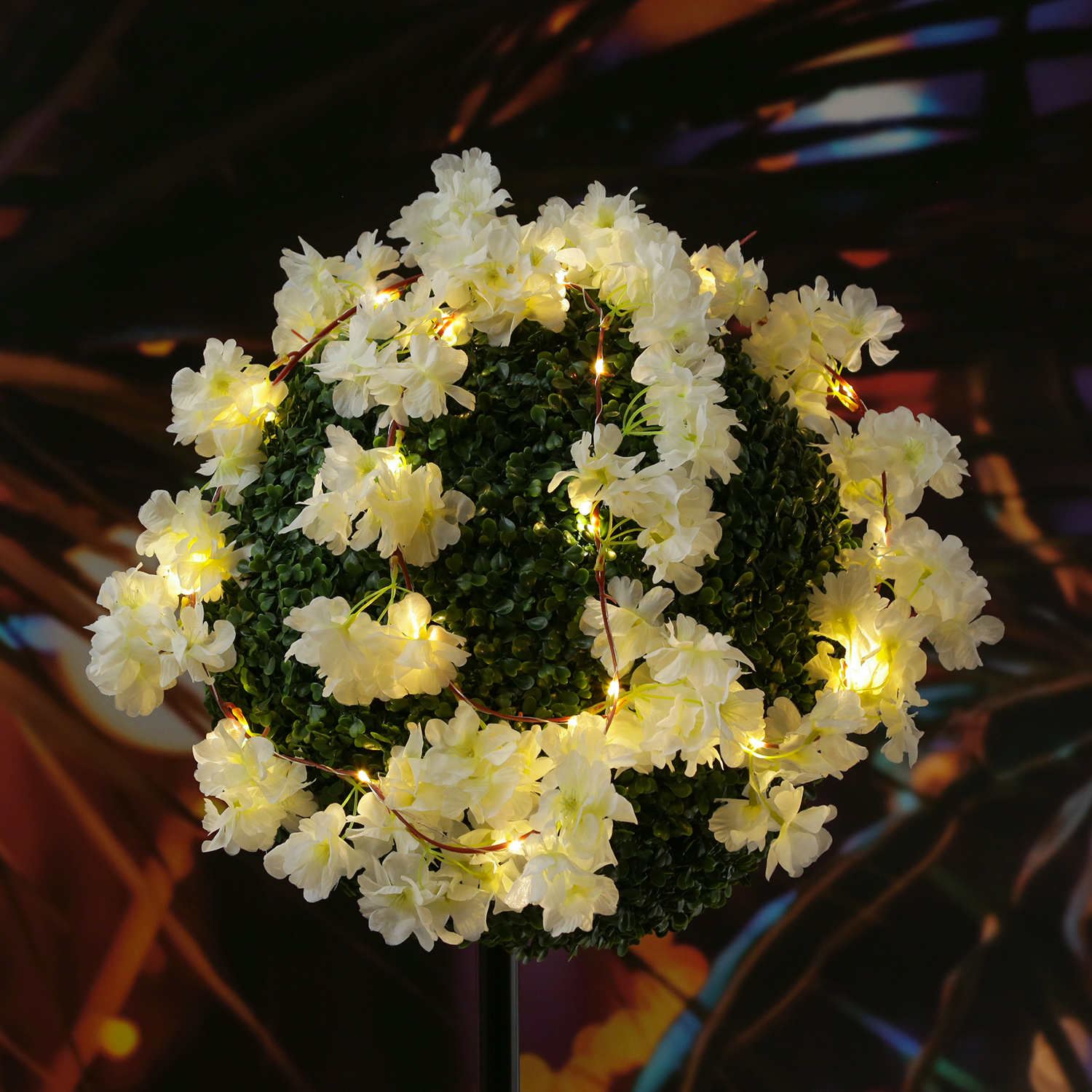 LED Lichterkette Kirschblüten - Blumengirlande - 20 warmweiße LED - Batterie - Timer - L:1,8m - weiß