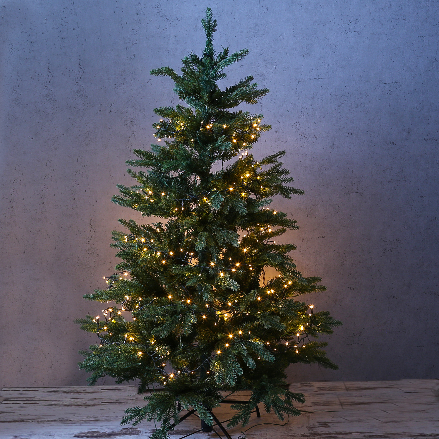 LED Baummantel Lichterkette 1-2 GLOW - 5 Stränge - 400 bernstein LED - 1,5m - Timer - Außen - grün