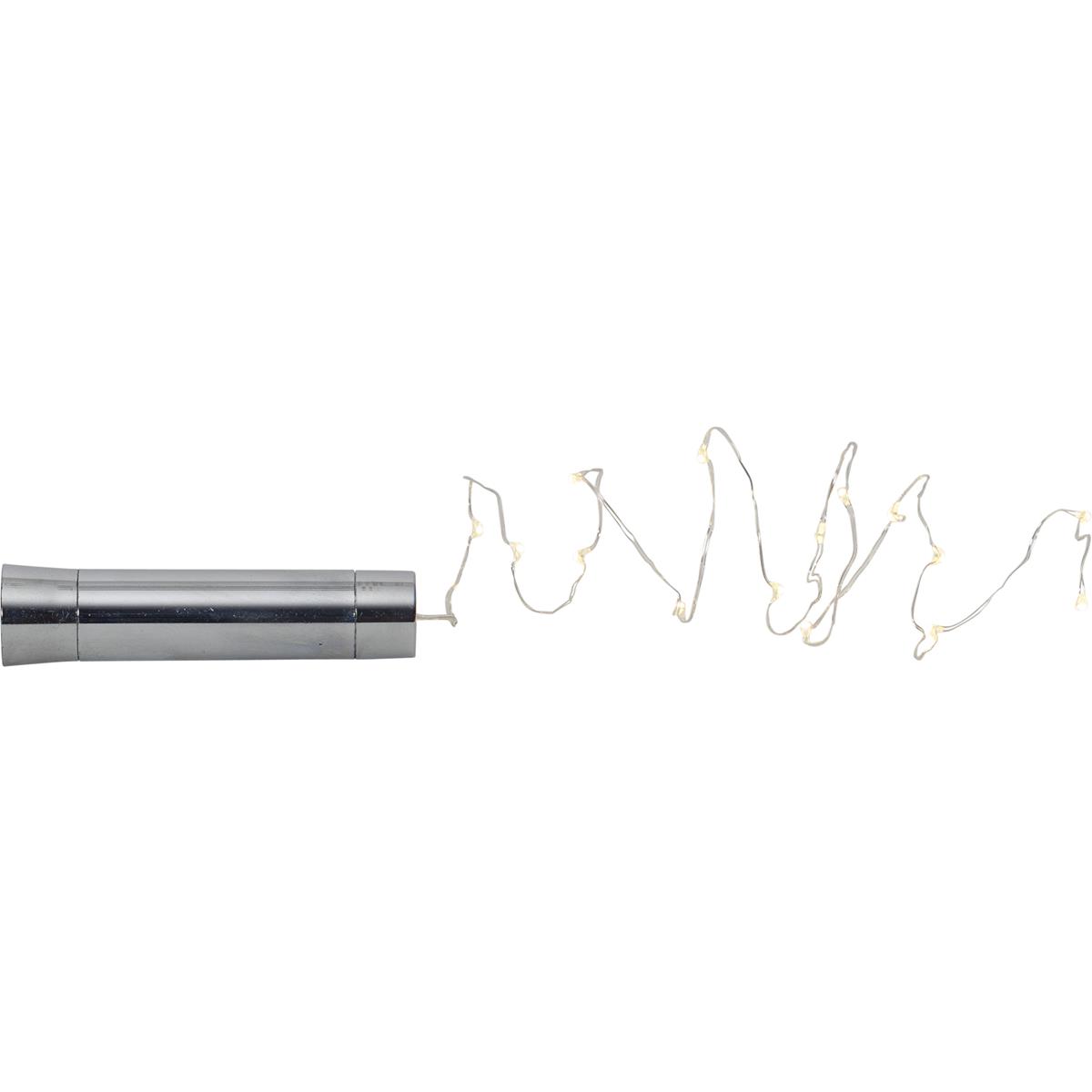 LED Drahtlichterkette "Korken" - Flaschenverschluss - 15 warmweiße LED - 0,75m - Timer - silber