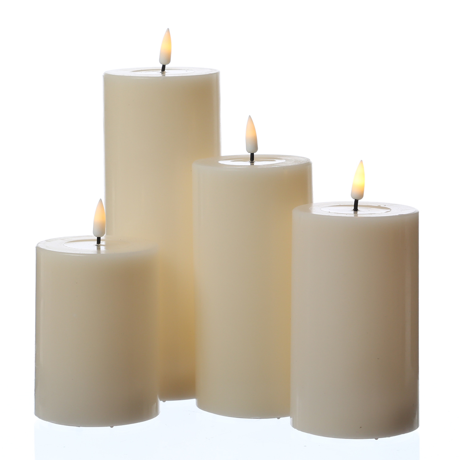 LED Kerzenset MIA - Echtwachs - 4 Größen - inkl. Batterien und Fernbedienung - creme - 4er Set