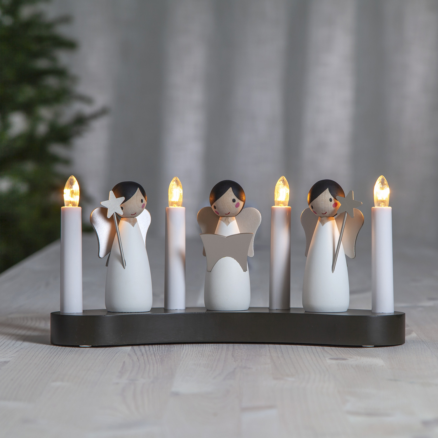 Fensterleuchter Angel Choir - 4flammig - warmweiße Glühlampen - H: 15cm - Kabel - Innen - weiß