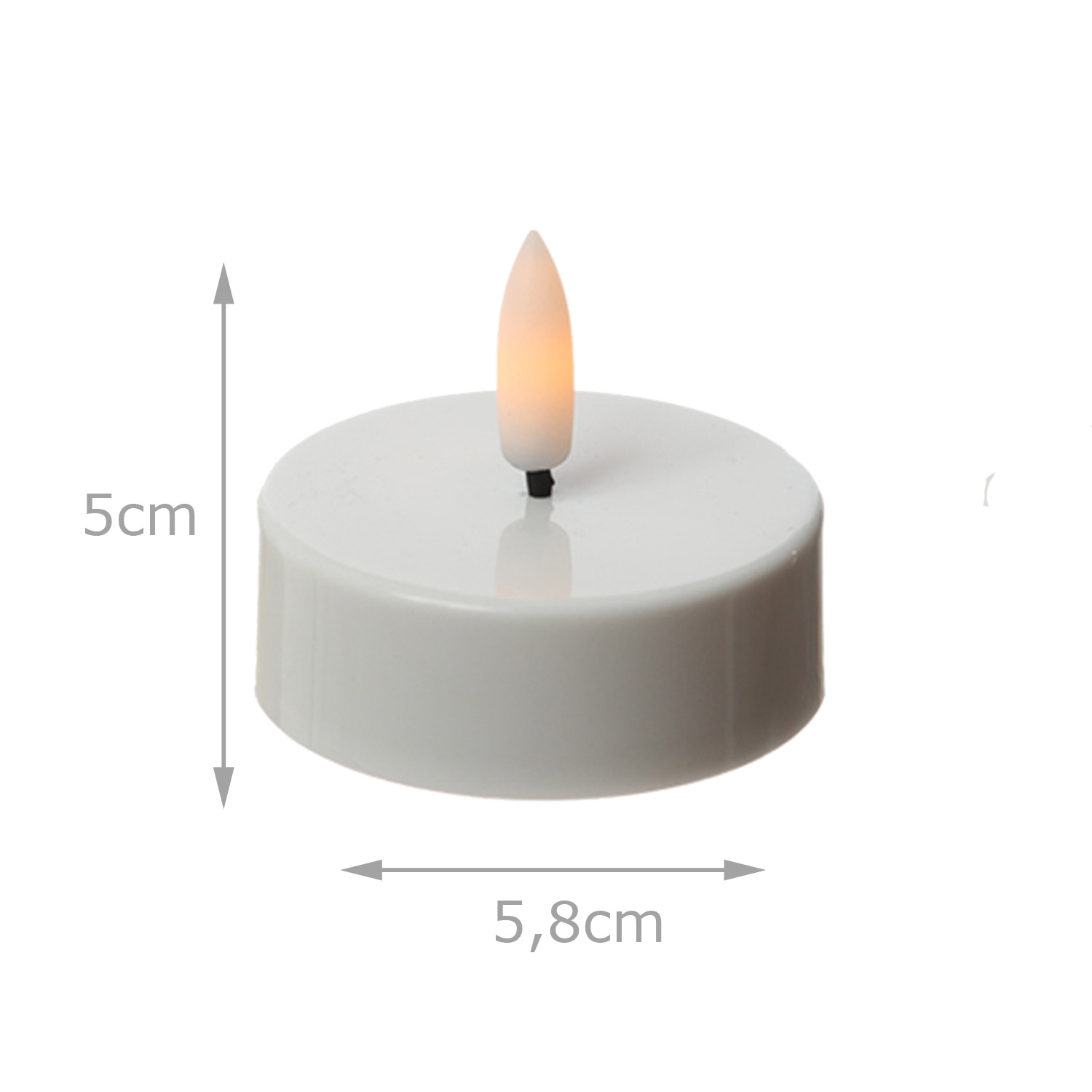 LED Maxi Teelichter - flackernde 3D Flamme - Kunststoff - Timer - D: 5,8cm - weiß