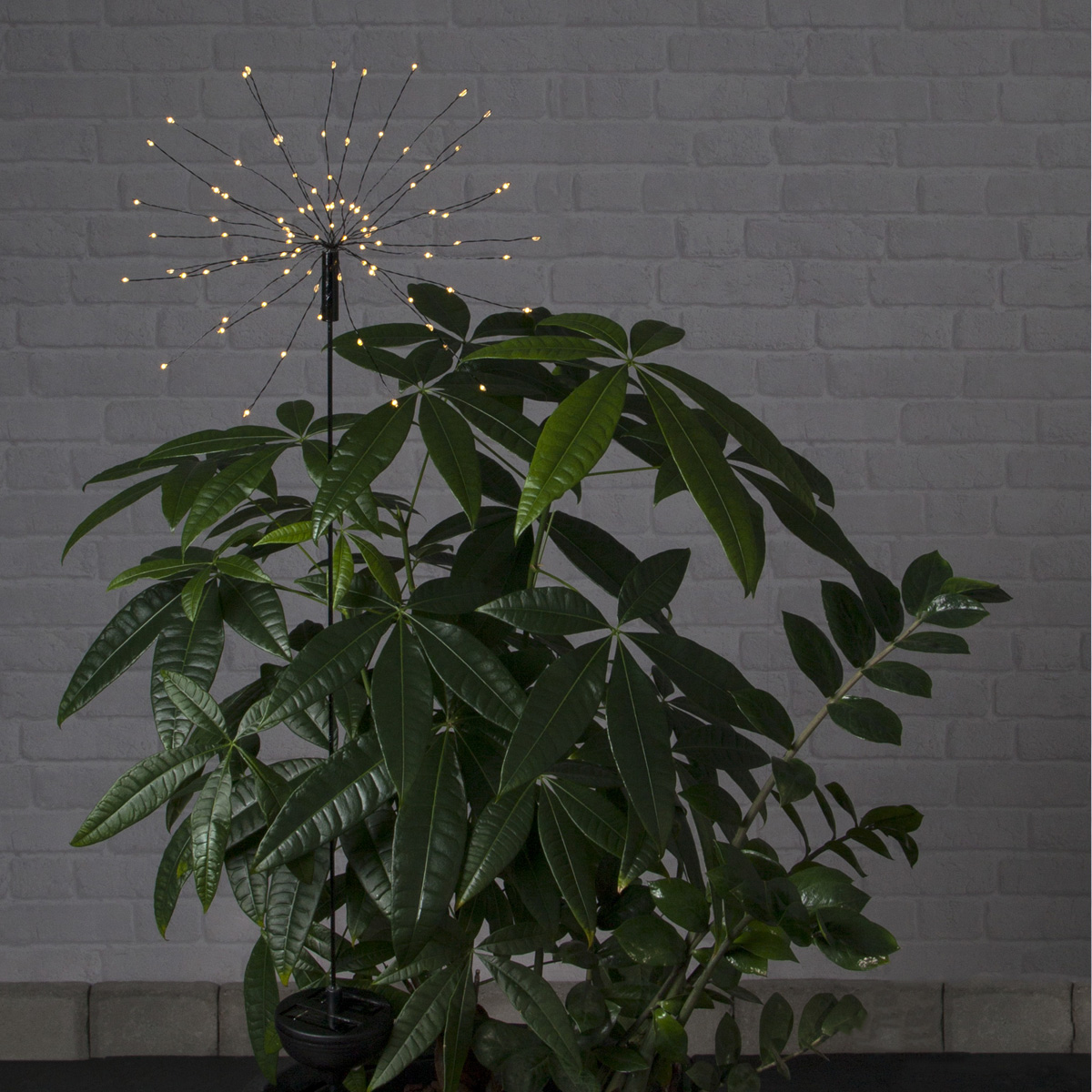 LED Solarstab "Firework" Gartendeko - 90 warmweiße LED - H: 100cm - Dämmerungssensor