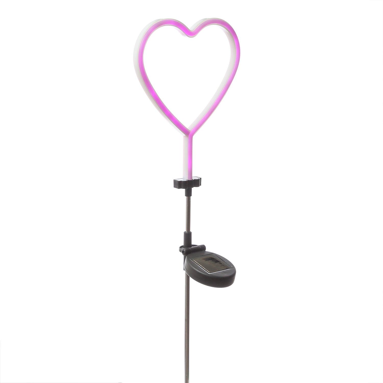 LED Solar Gartenstecker Herz - Solarleuchte pinkes Neonherz - H: 72cm - Lichtsensor