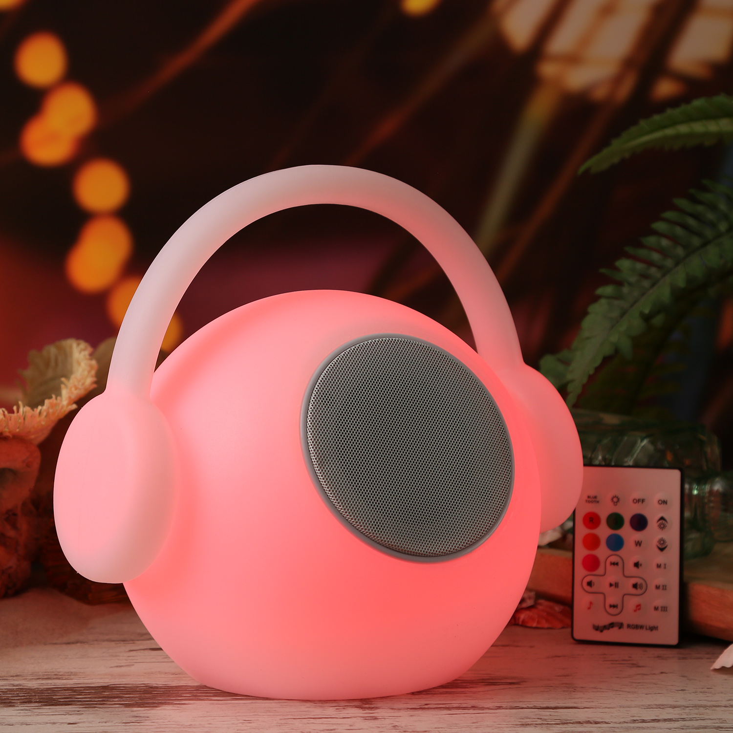 LED Tischleuchte mit Lautsprecher EVE - 15 farbwechselnde LED - H: 27cm - Fernbedienung - für Außen