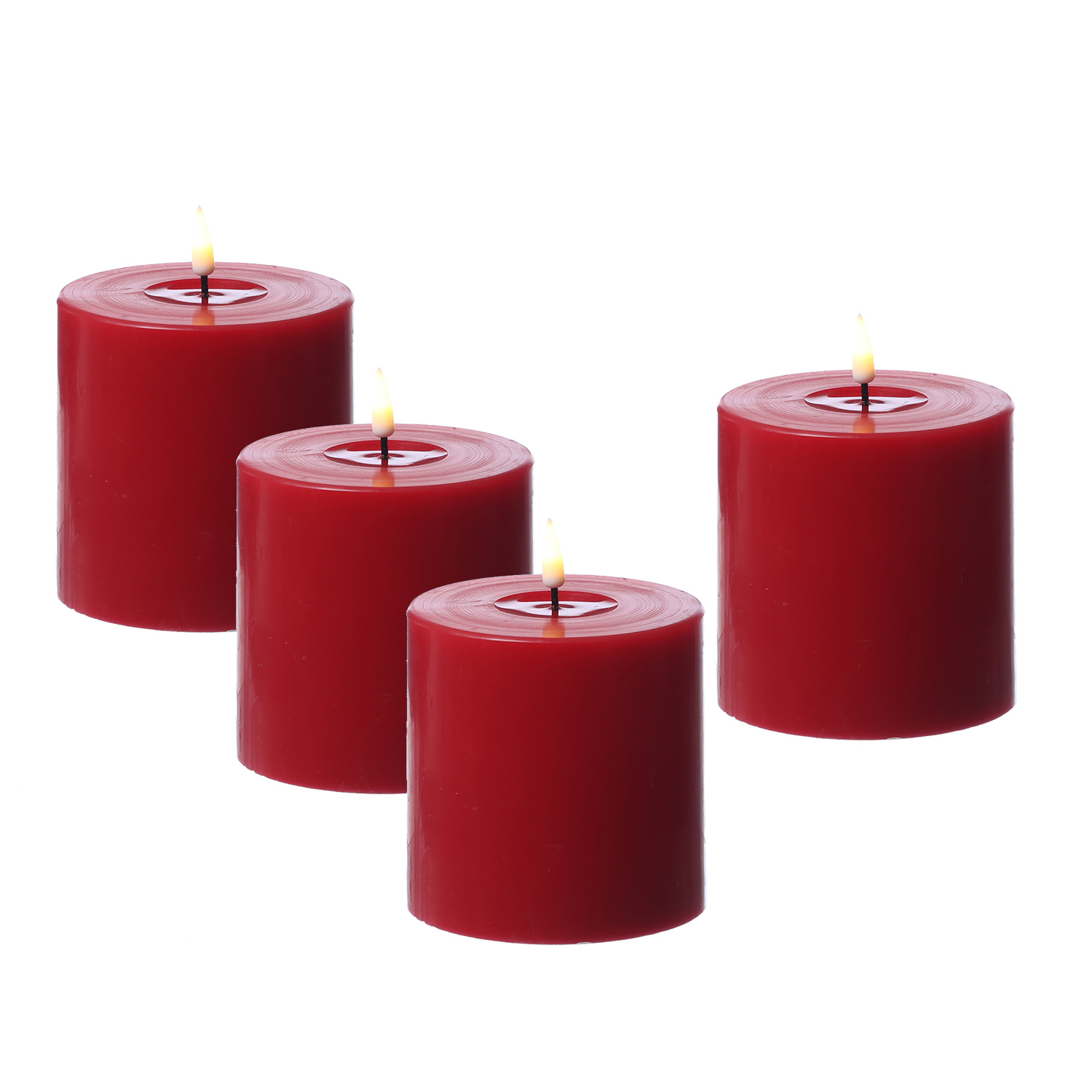 LED Kerzenset MIA - Echtwachs - H: 10cm/D: 7,5cm - mit Batt./Fernbedienung - rot - 4er Set