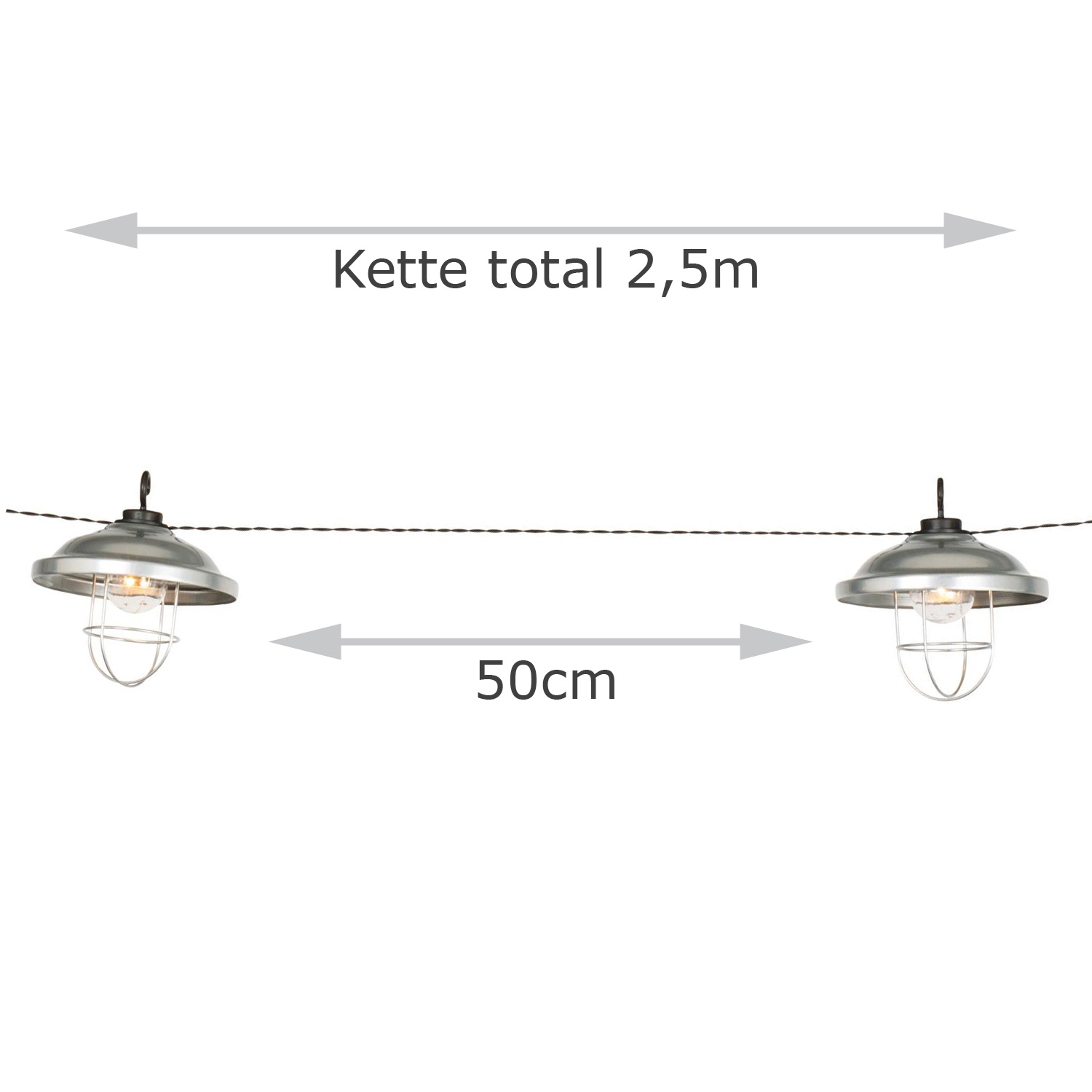 LED Solar Lichterkette Fabriklampe - 6 warmweiße LED - 2 Leuchtfunktionen - L 25m - für Außen