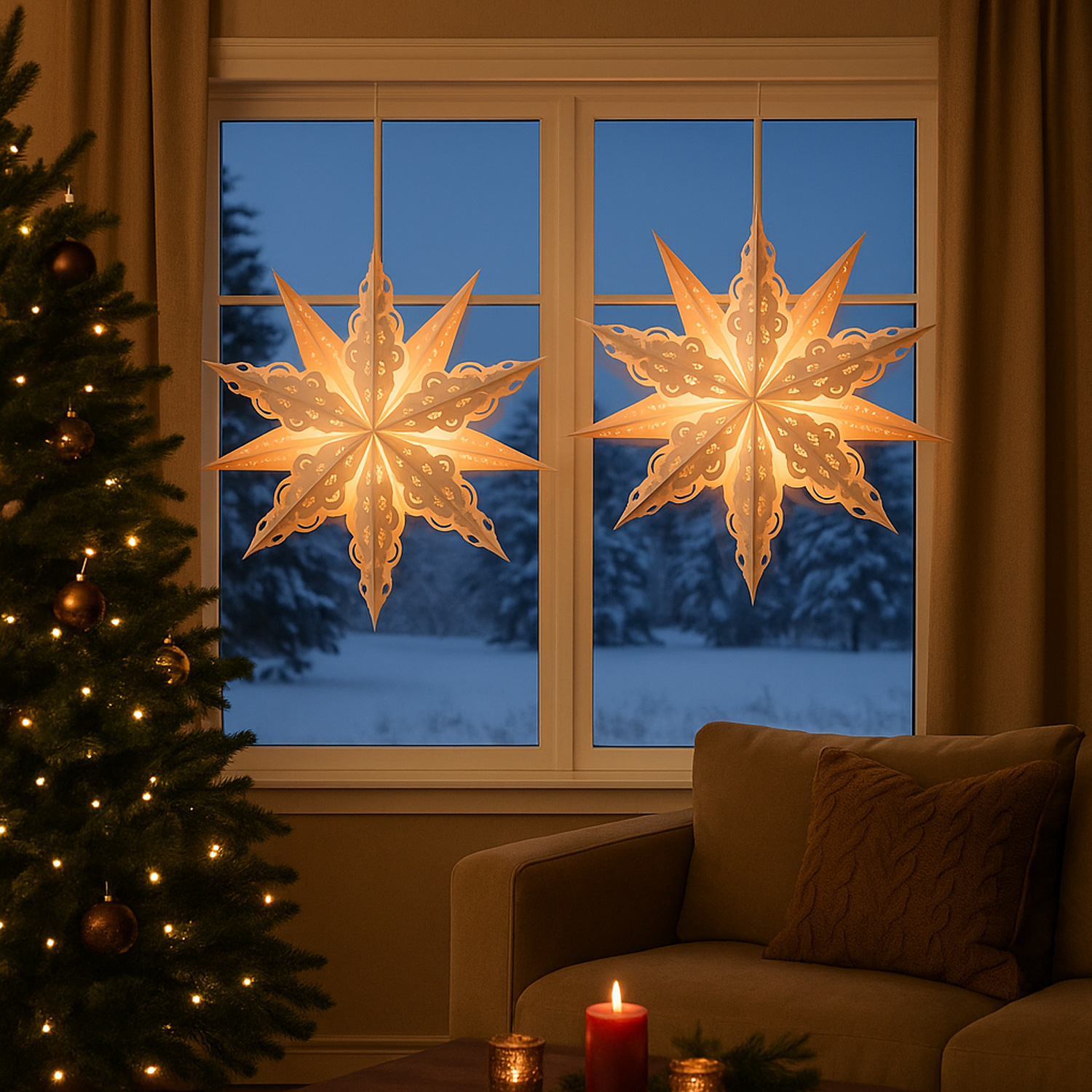 Papierstern CRYSTAL - hängend - D 62cm - inkl. E14 Fassung und Kabel - weiß