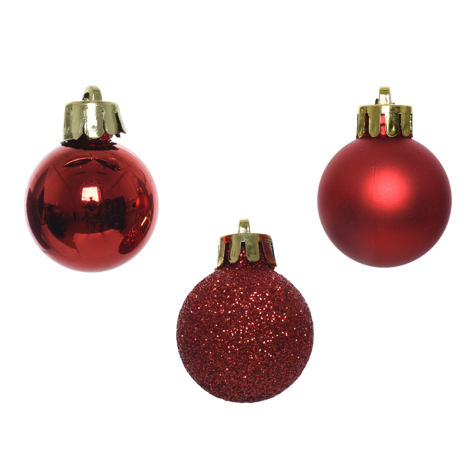 Christbaumkugel - Weihnachtsbaumkugel - bruchfest - D:3cm - glänzend matt glitzernd - rot - 14er Set