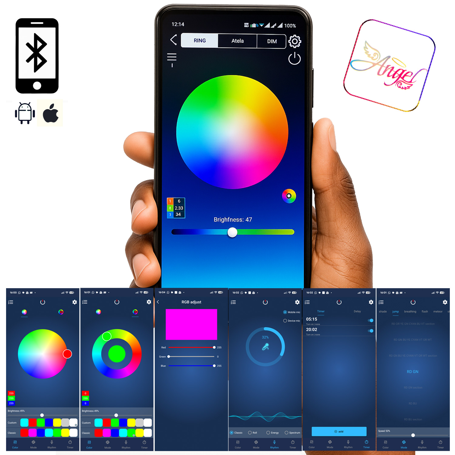 LED COLOR TUBE RAINBOW Lichtsäule - 1m - RGB Farbwechsel - Fernbedienung