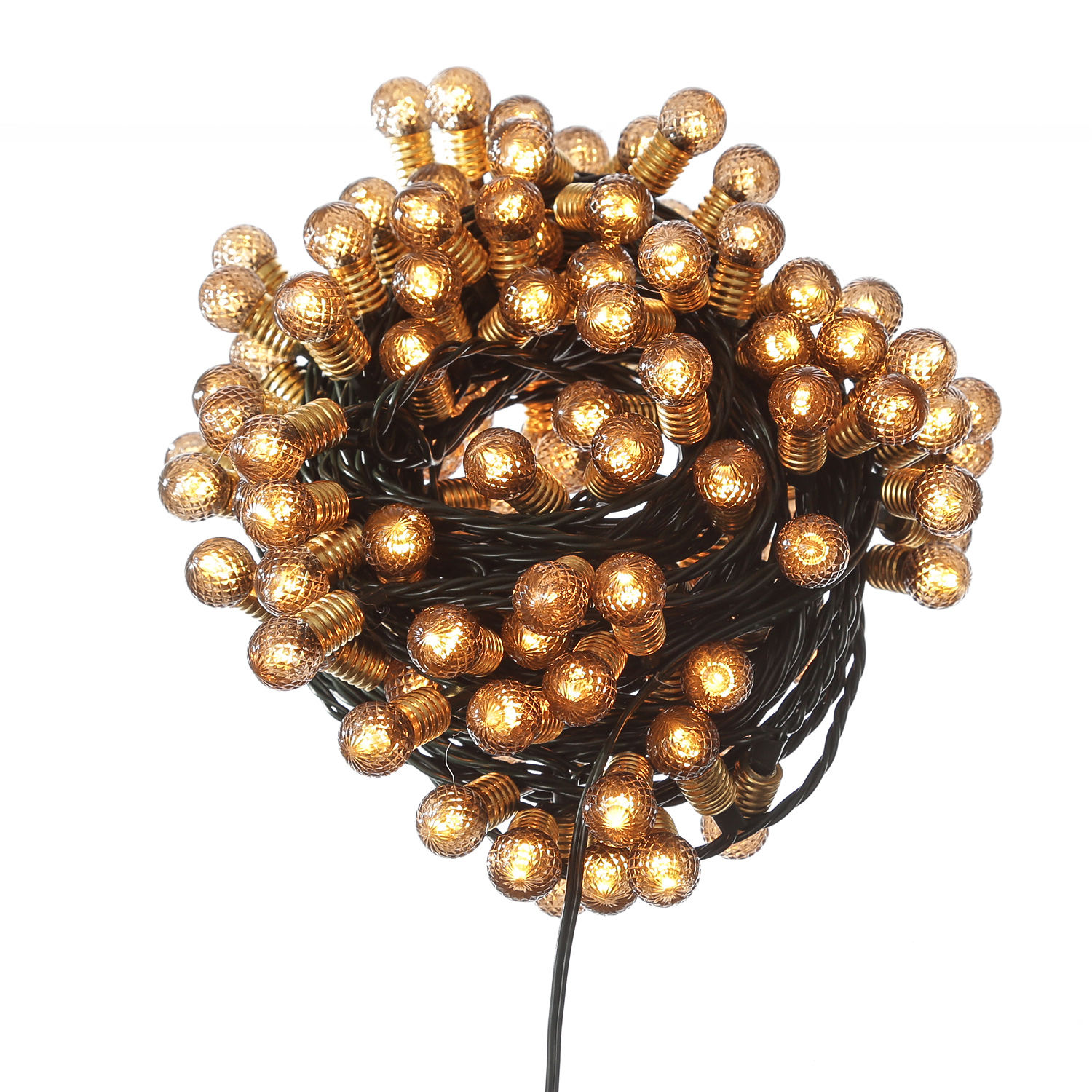 LED Lichterkette VINTAGE - 240 Mini Kugeln in Kristall Optik - 8 Funkt. - Timer - L: 24m