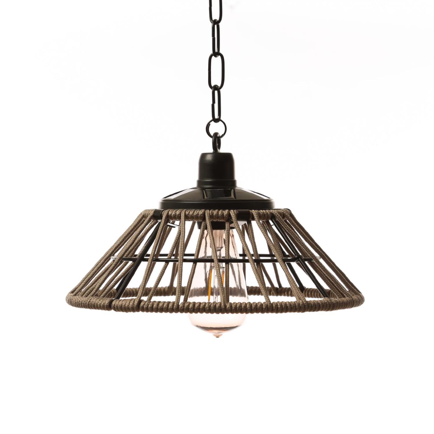 B-Ware LED Solar Hängeleuchte - Kunststoffseil - 1 warmweiße LED - D: 28,5cm - Lichtsensor - sand