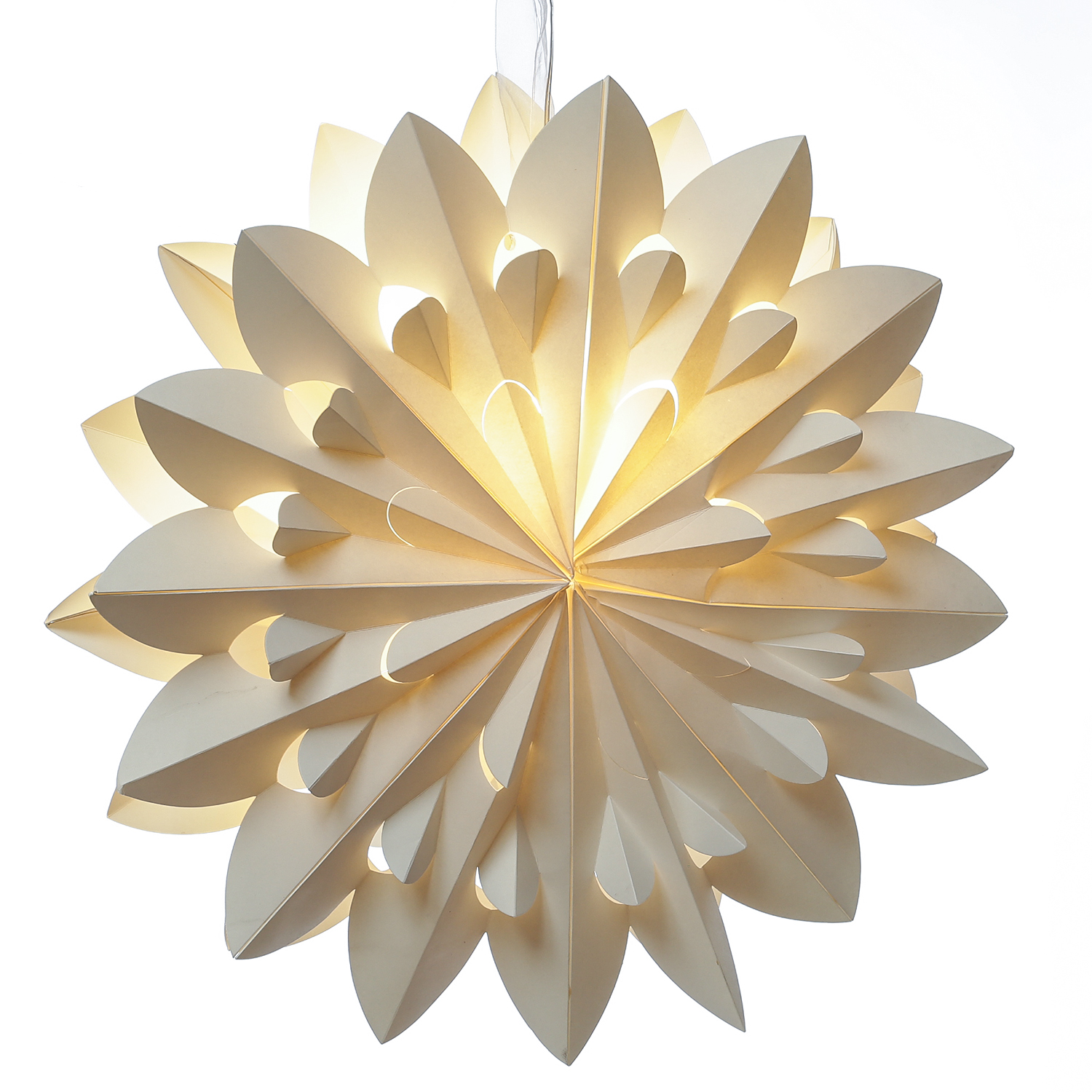 LED Papierstern - Weihnachtsstern - inkl. Kabel und LED Leuchtmittel - Timer - D: 60cm - weiß