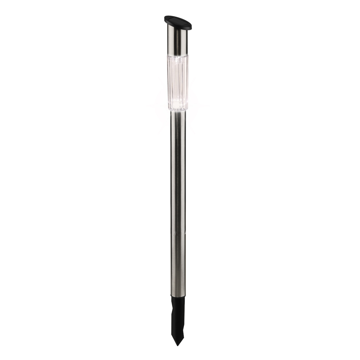 LED Solar Wegleuchte mit Erdspieß - Edelstahl - neutralweiße LED - H: 70cm - silber