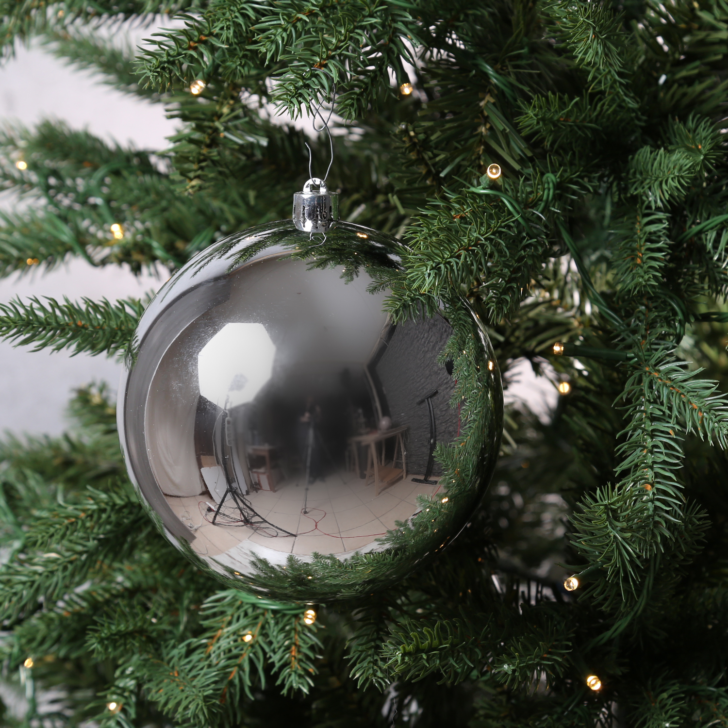 Christbaumkugel - Weihnachtskugel - bruchfest - D: 14cm - glänzend - silber