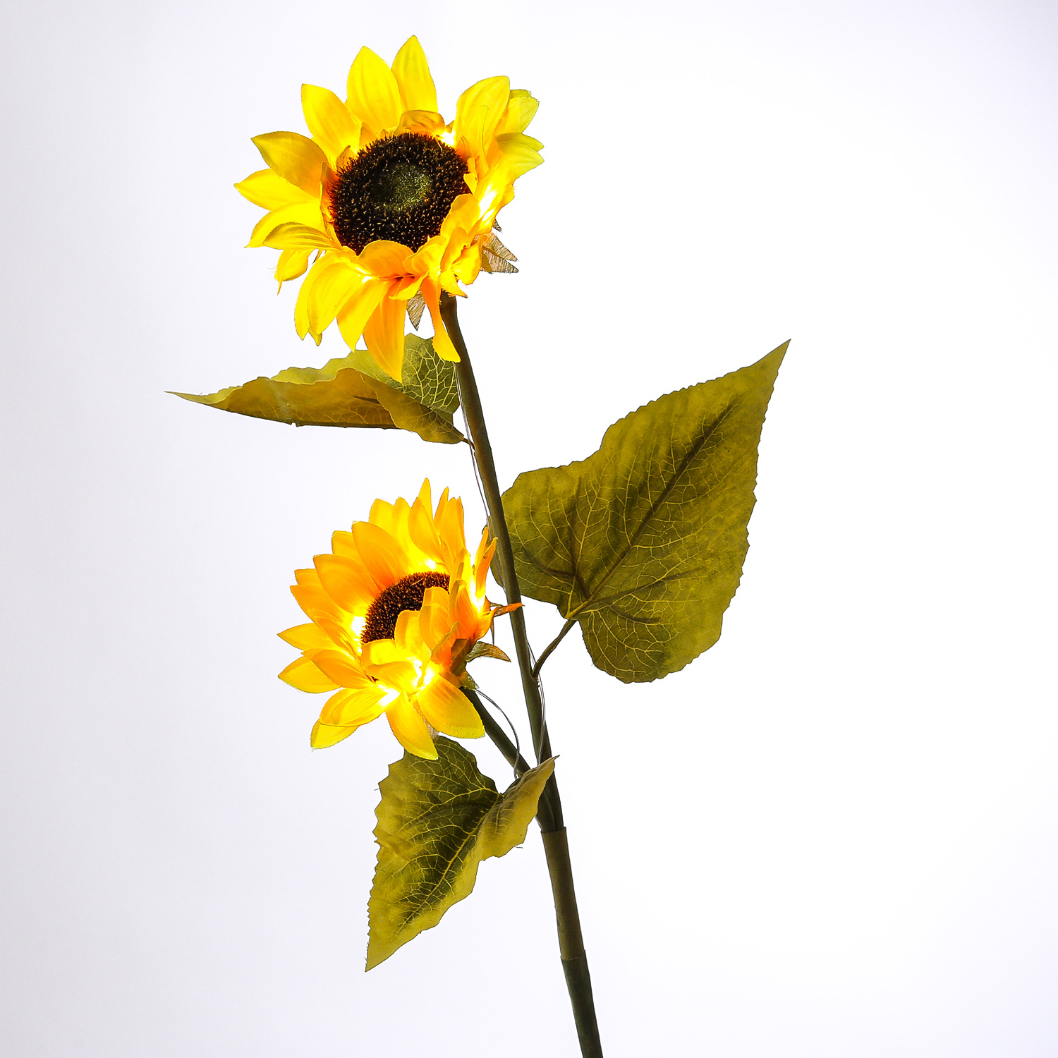 LED Solar Gartenstecker SONNENBLUME - H: 1,25m - Lichtsensor - grün/gelb